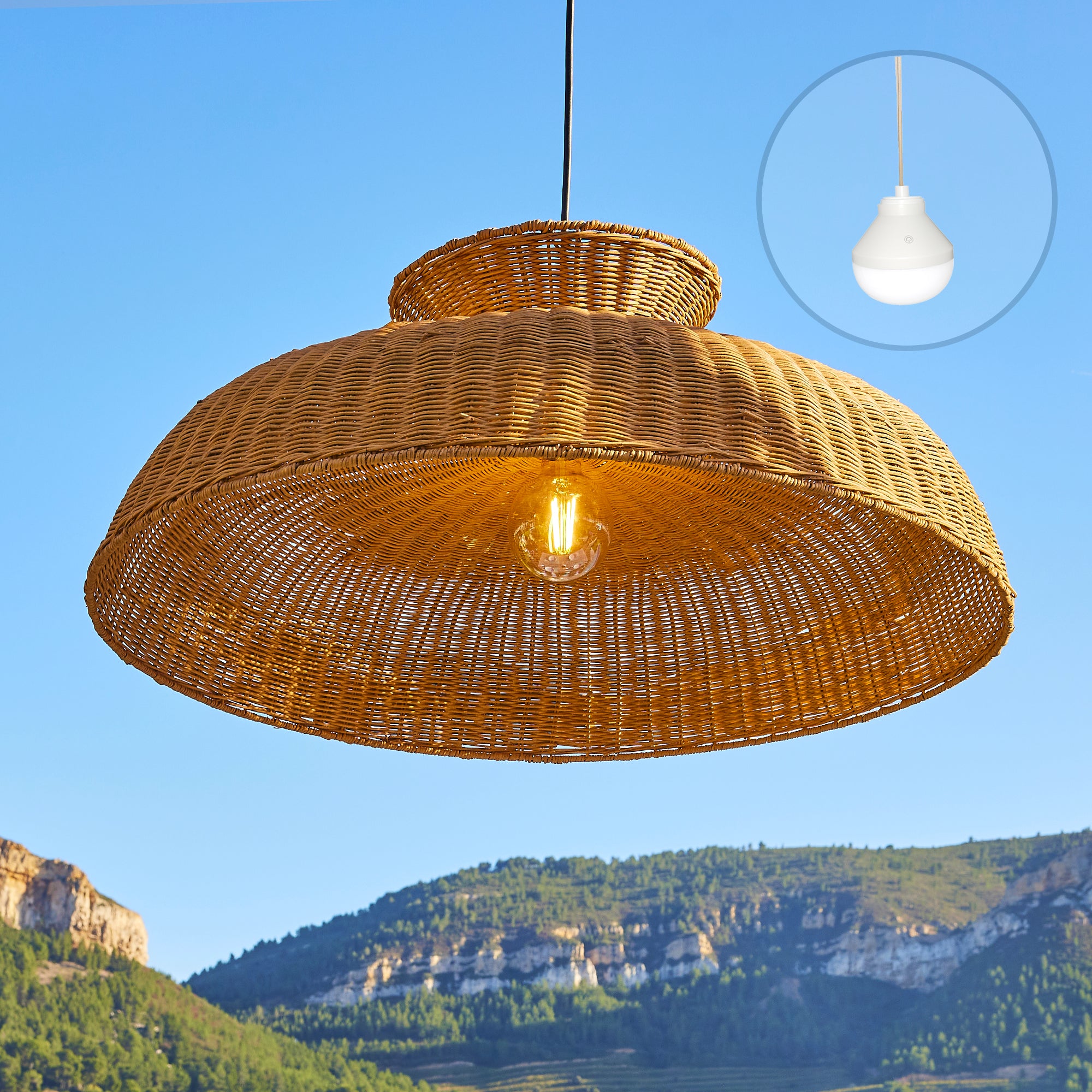 Red Deco Darma Nomad suspension rotin LED RGB Ø80cm