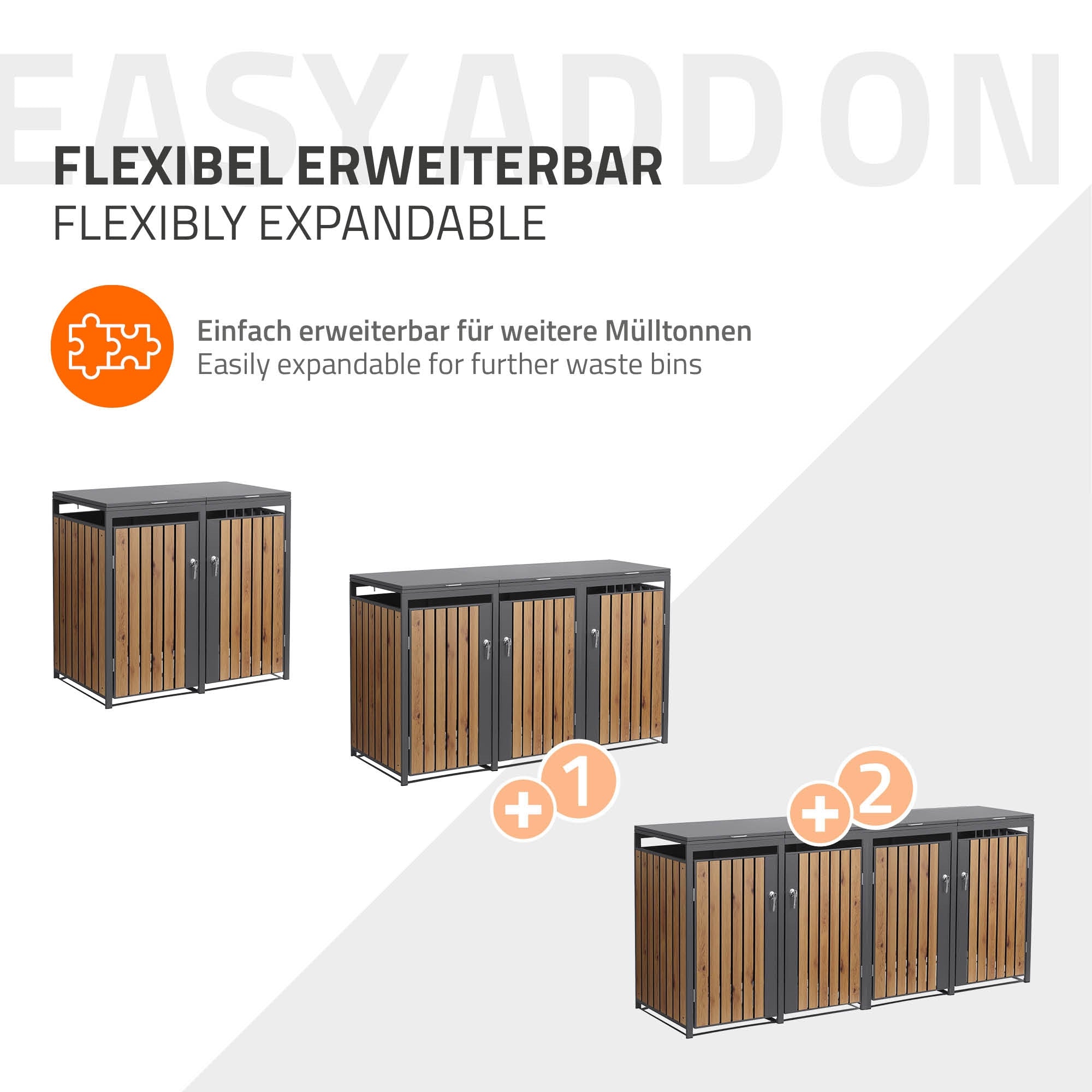 ECD Germany Garten Cache-poubelle 4x240L 264x80cm aspect chêne