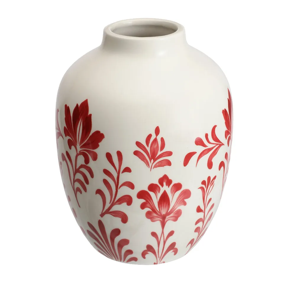 Déclic Home vase en céramique rouge 15 x 15 x 19,5 cm