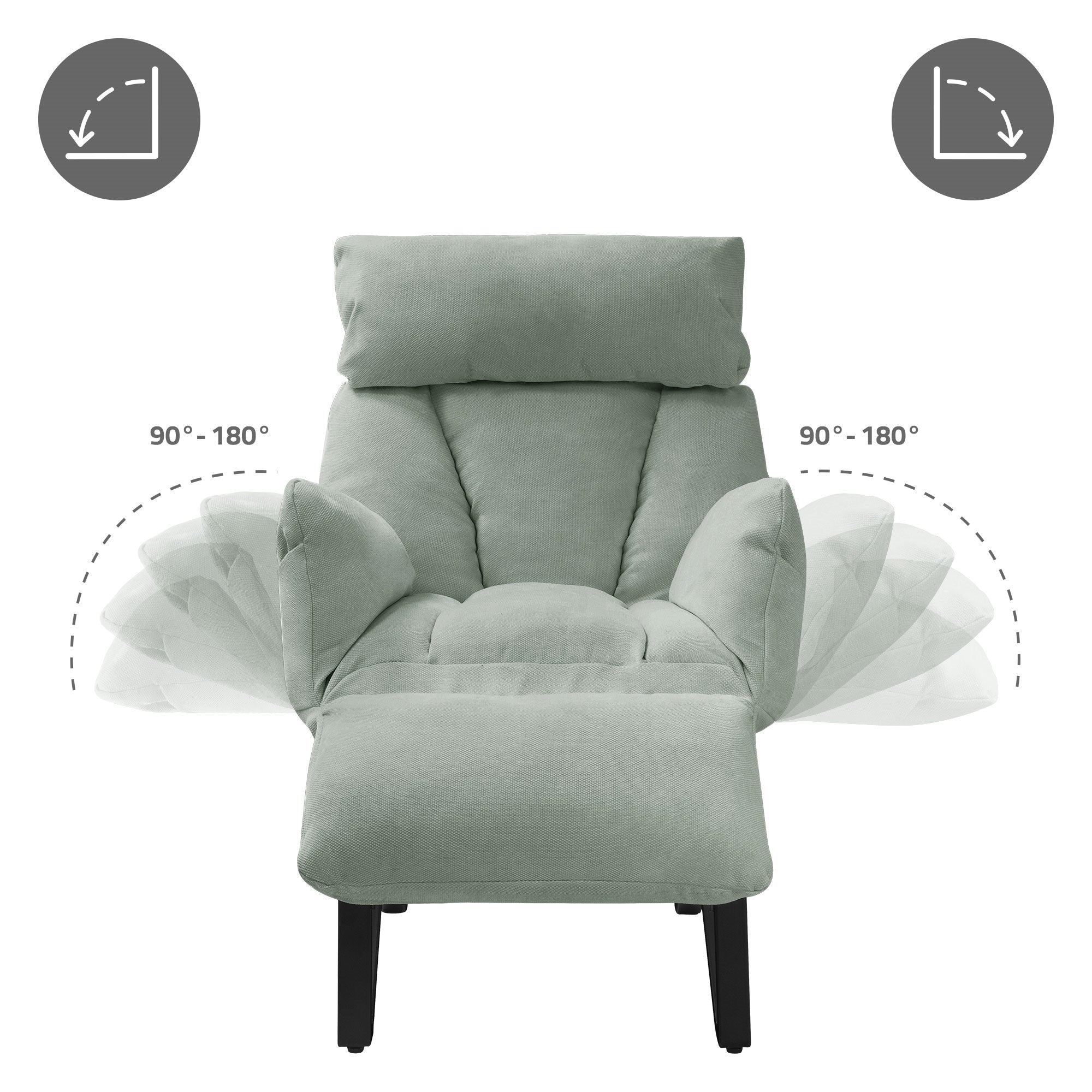 ECD Germany ML-Design fauteuil relax lin gris vert inclinable