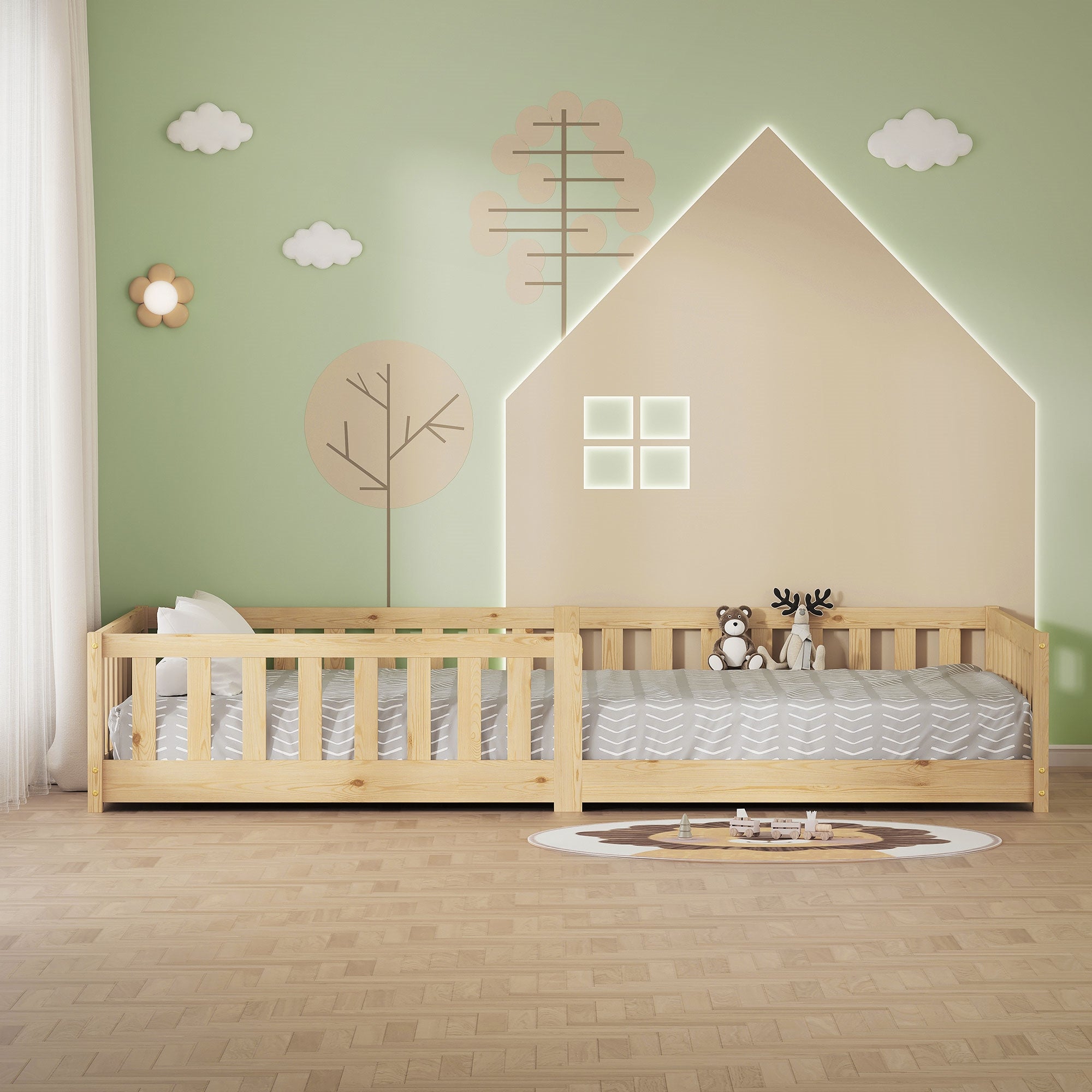 ML-Design lit enfant 120x200 cm pin naturel + sommier