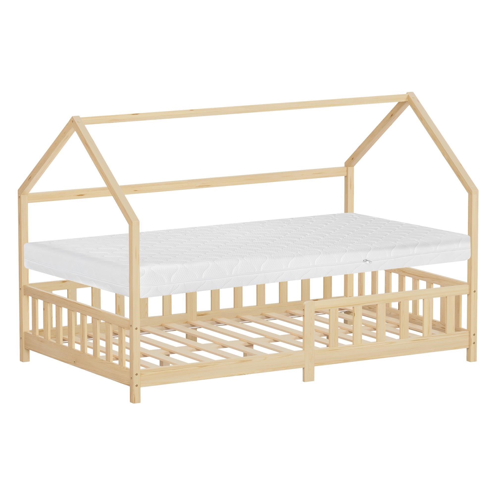 ECD Germany Kinder lit cabane enfant 120x200 cm naturel pin