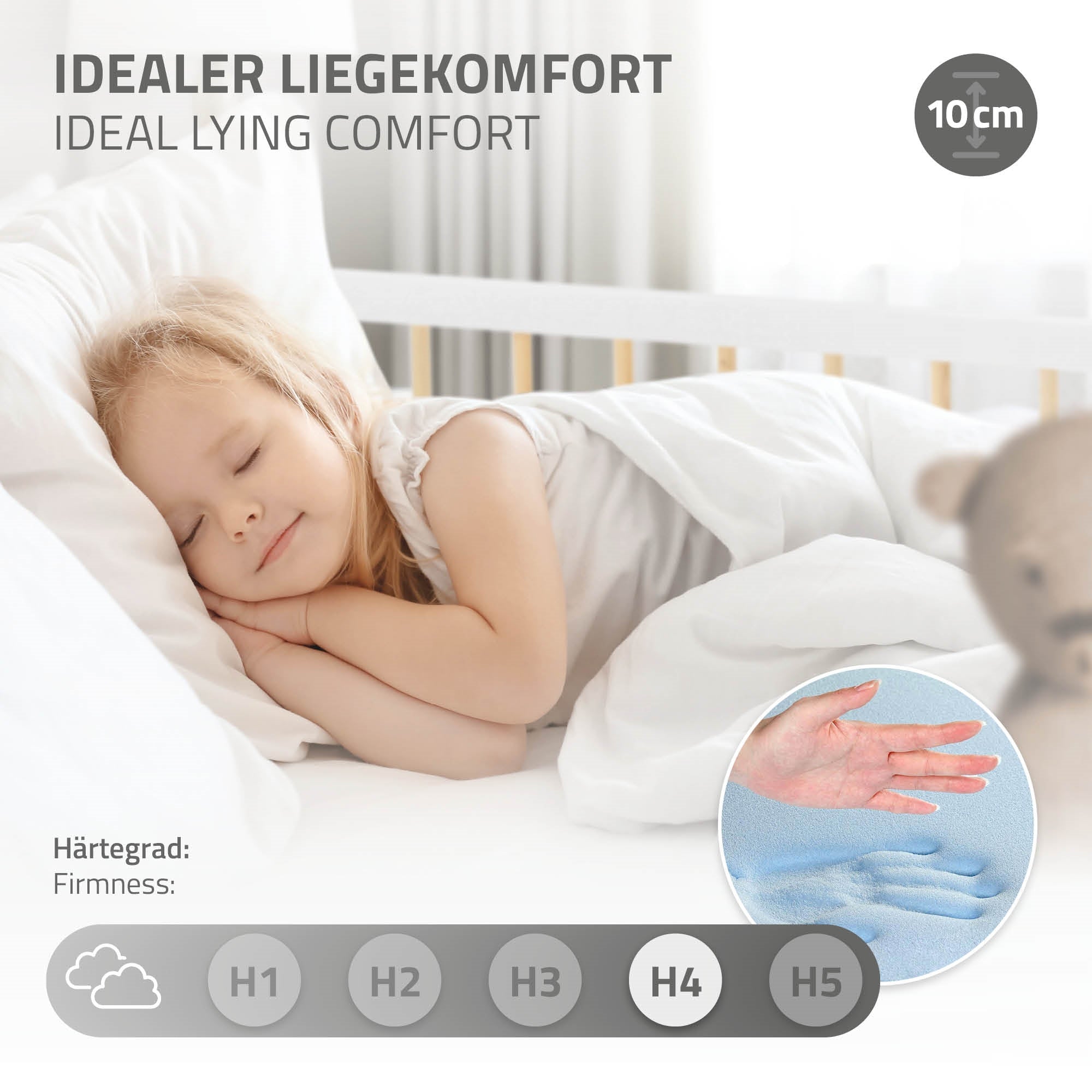 ECD Germany Kinder lit enfant 70x140 blanc naturel avec matelas
