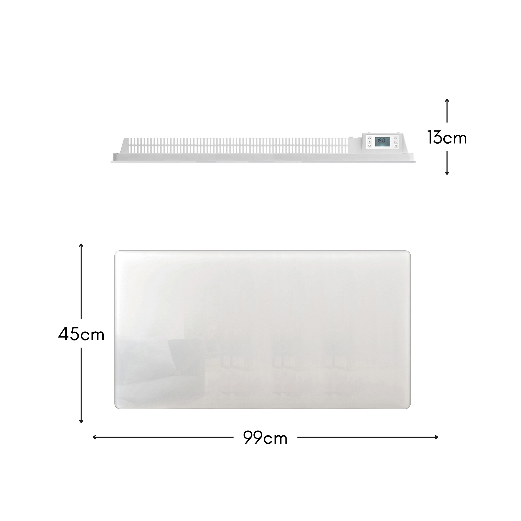 Red Deco Glass radiateur électrique 2000W blanc verre