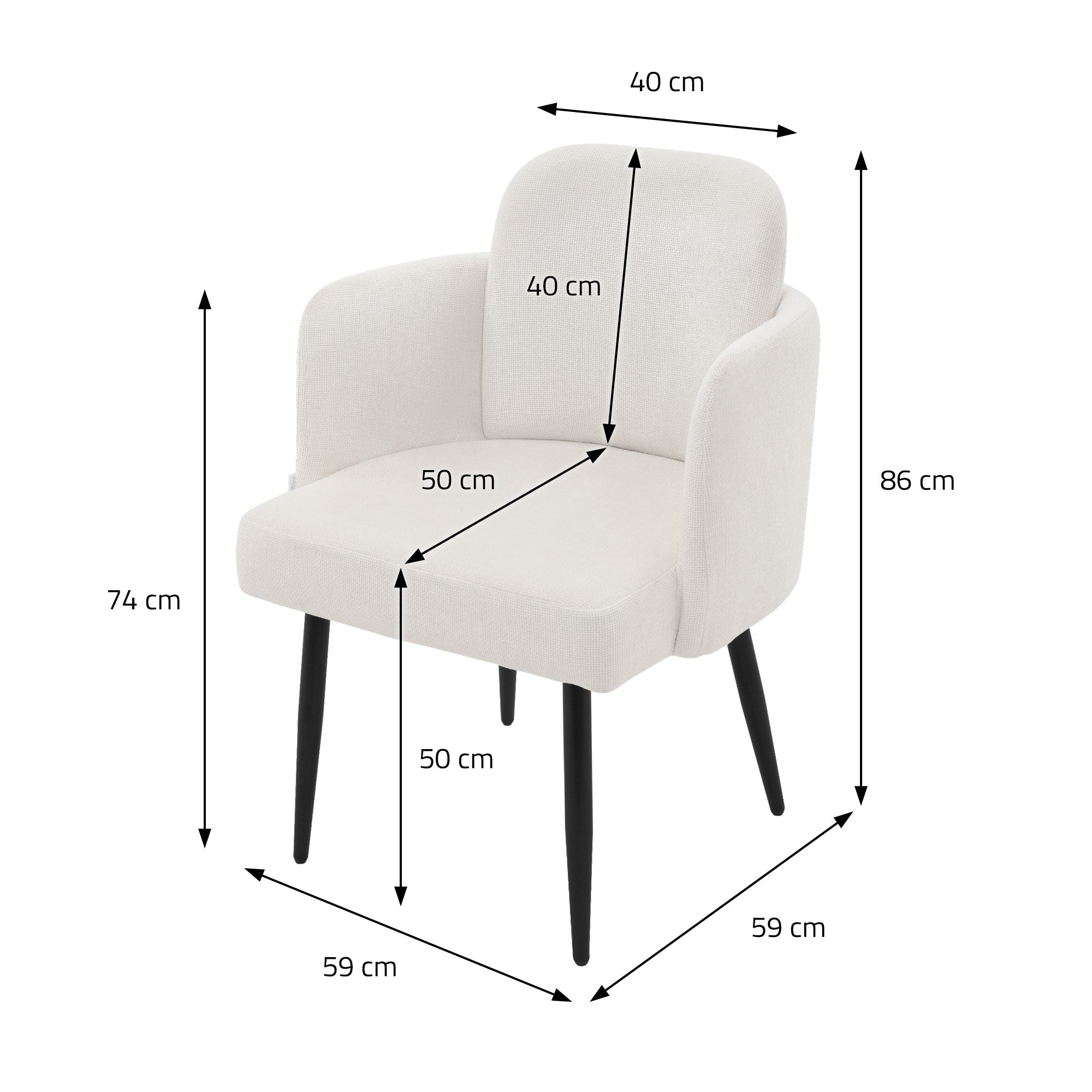 ML-Design Lot 2 chaises salle à manger beige accoudoirs
