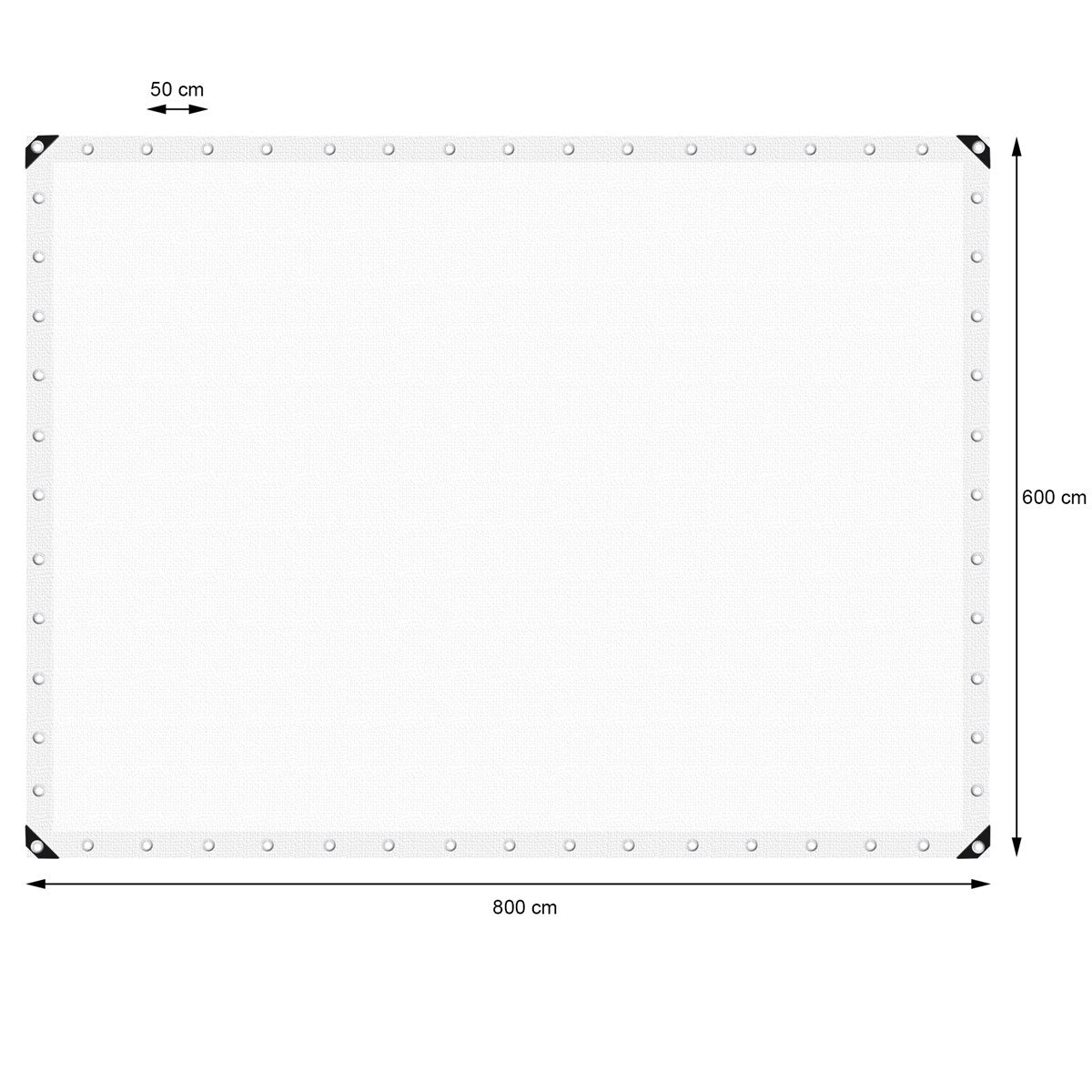ECD Germany Garten Bâche blanche 6x8 m 260 g PE avec œillets