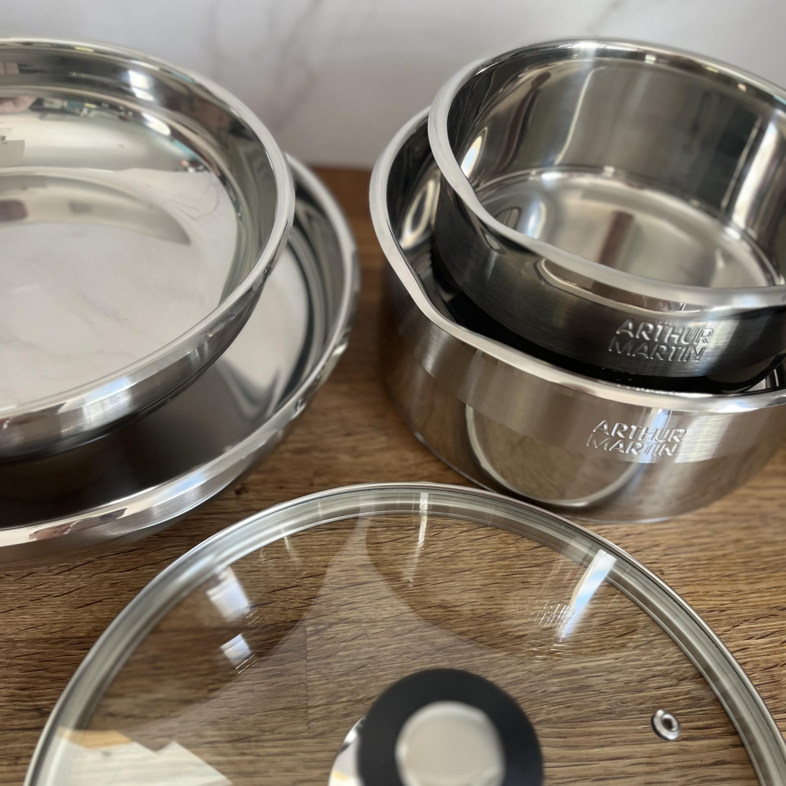 Arthur Martin AM0025 Batterie Cuisine 10 pièces inox noir induction
