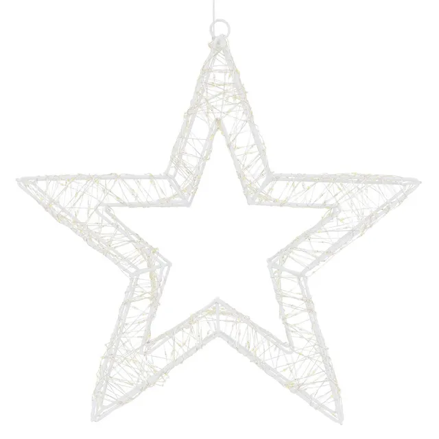 ECD Germany Étoile de Noël LED blanc chaud métal IP44 timer