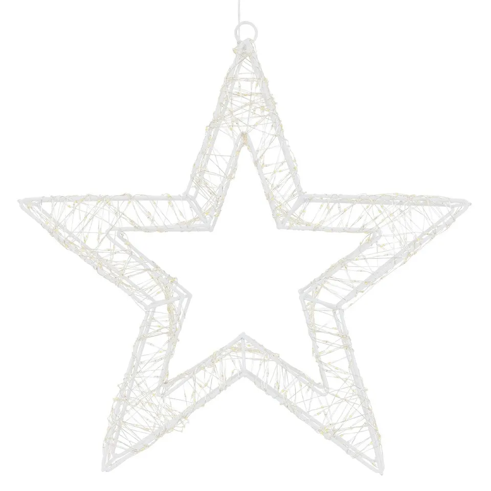 ECD Germany Étoile de Noël LED blanc chaud métal IP44 timer