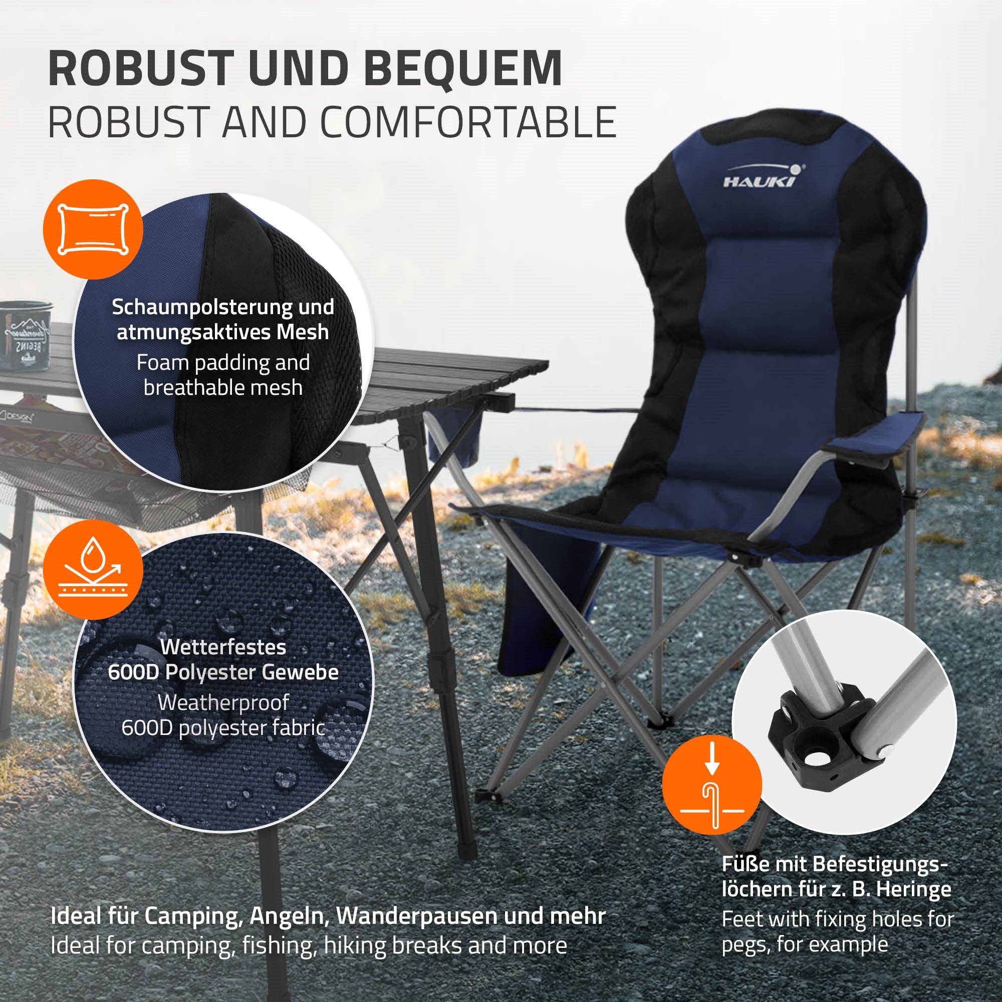 ECD Germany Sport Freizeit Hauki ensemble camping beige bleu 3 pièces