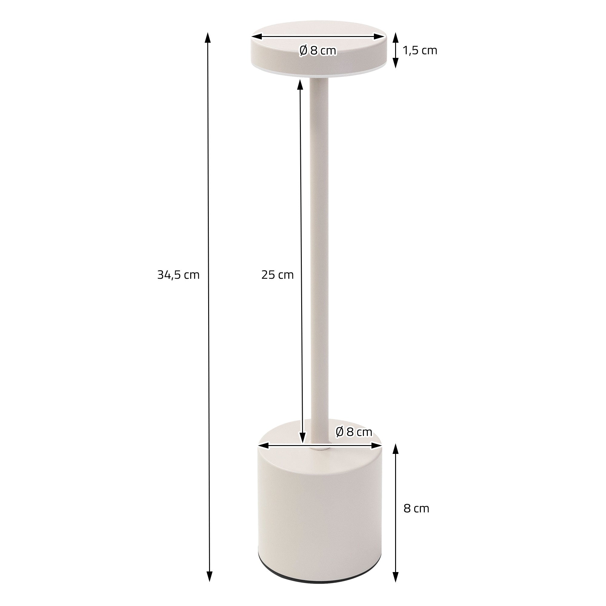 ECD Haus Wohnen ML lampe table sans fil crème 34,5cm