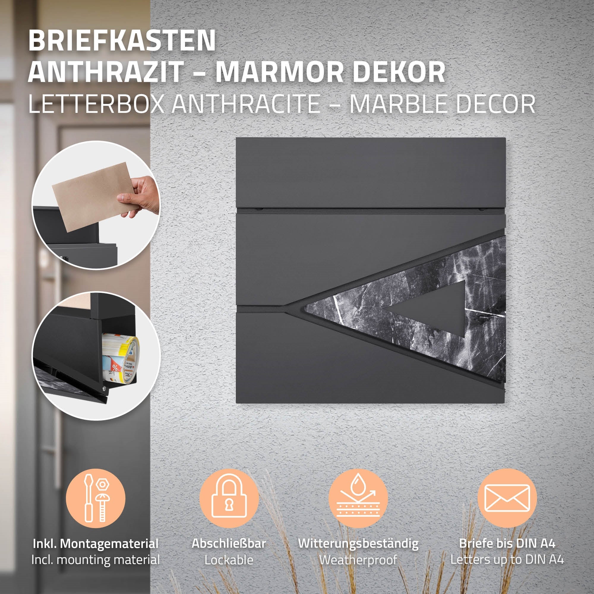 ECD Germany ML-Design boîte aux lettres sur pied 170 cm anthracite