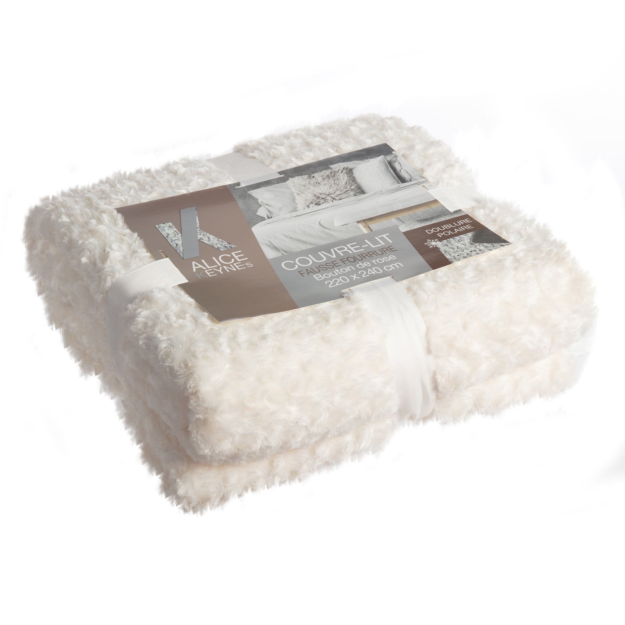 Stokomani Maison Couvre-lit boutons de rose gris linge