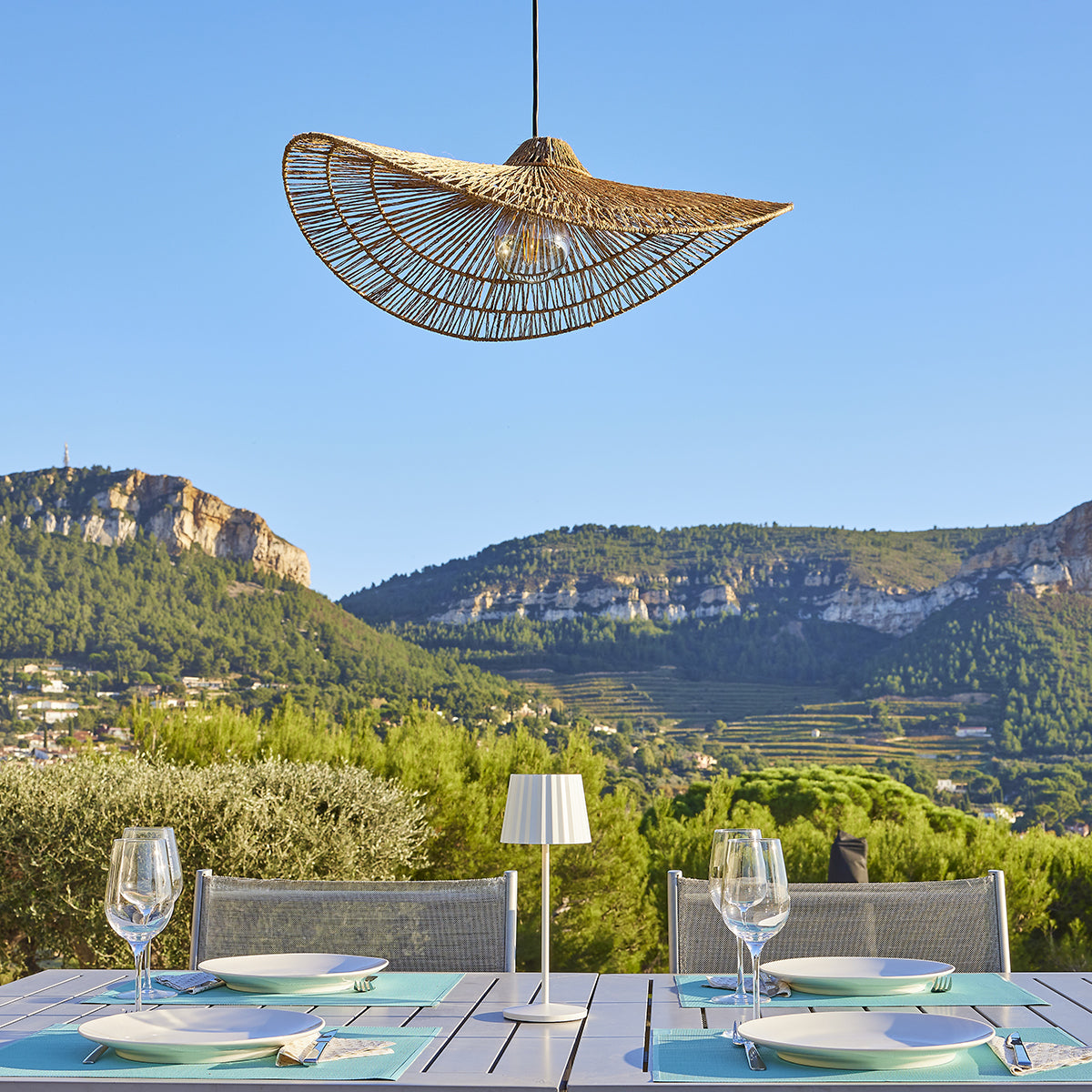 Red Deco Marbella Outdoor suspension jute E27 câble 5 m