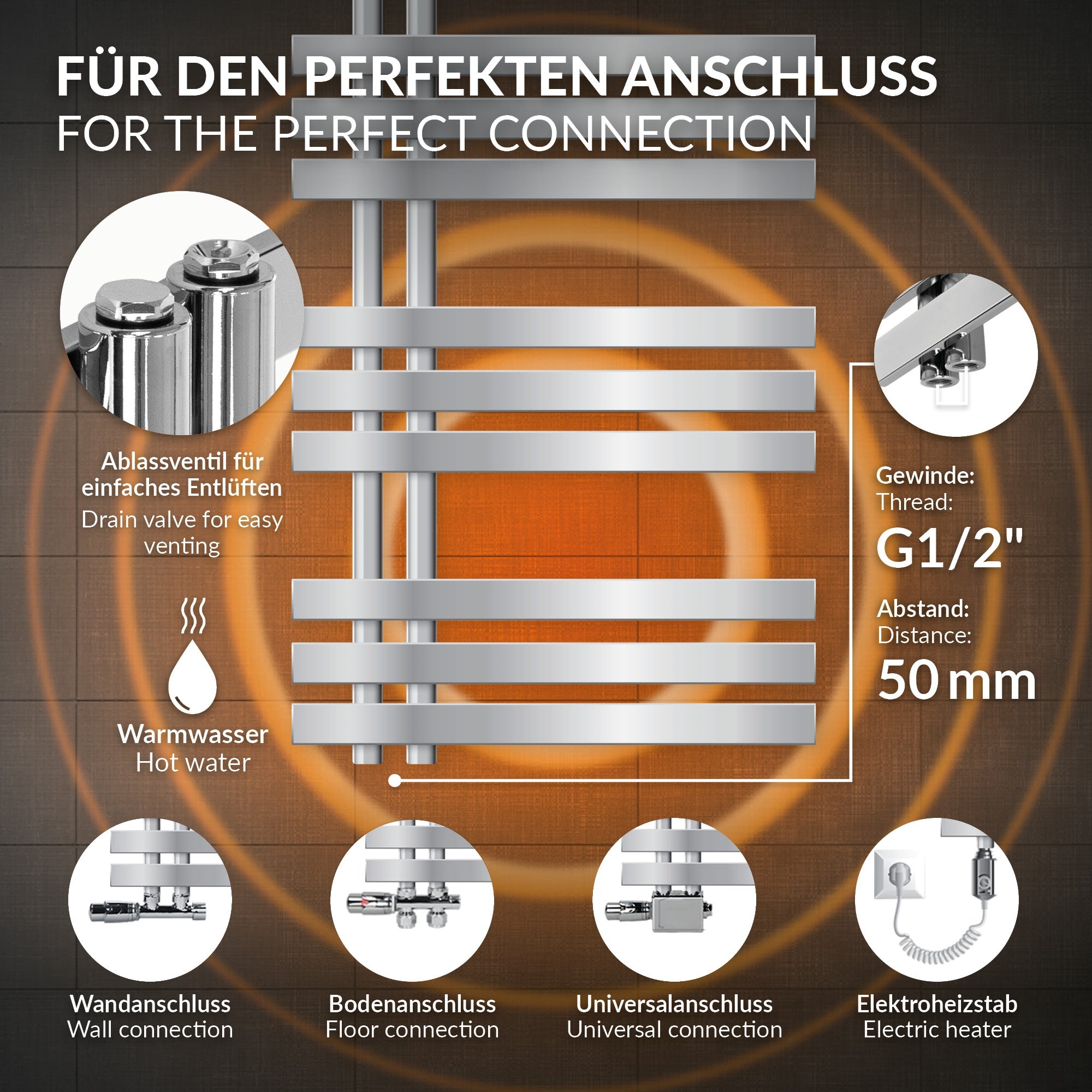 LuxeBath Iron EM sèche-serviettes 500x1200 mm chromé