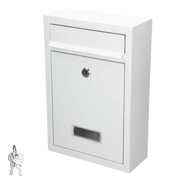 ECD Germany Bauen boîte aux lettres 215x9x32 blanc acier 2 clés