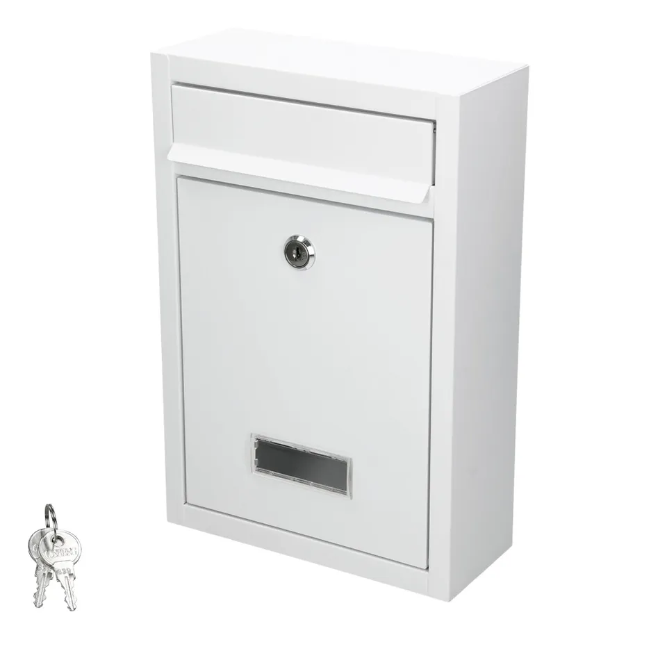 ECD Germany Bauen boîte aux lettres 215x9x32 blanc acier 2 clés