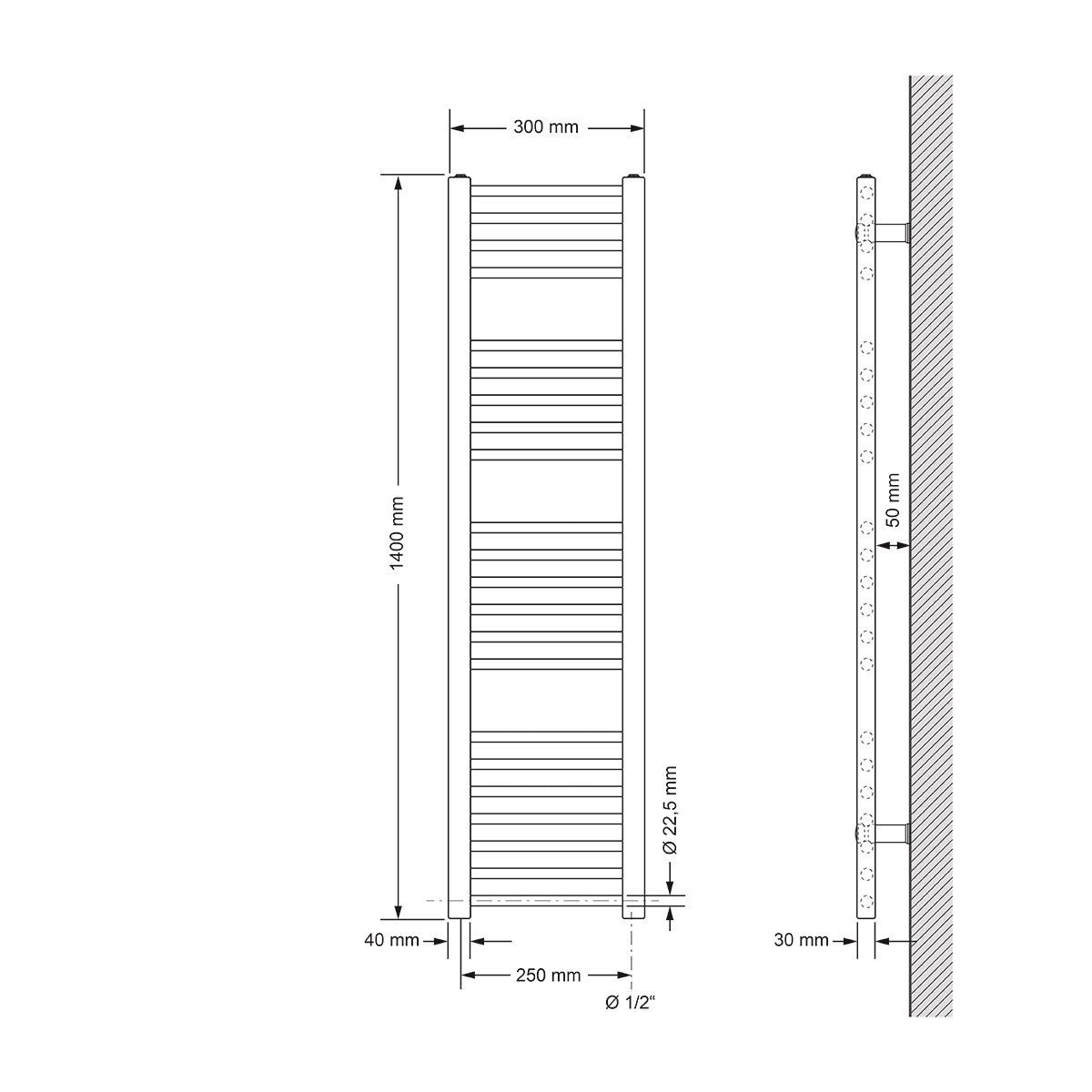 ECD Germany radiateur électrique blanc 300x1400 1200W