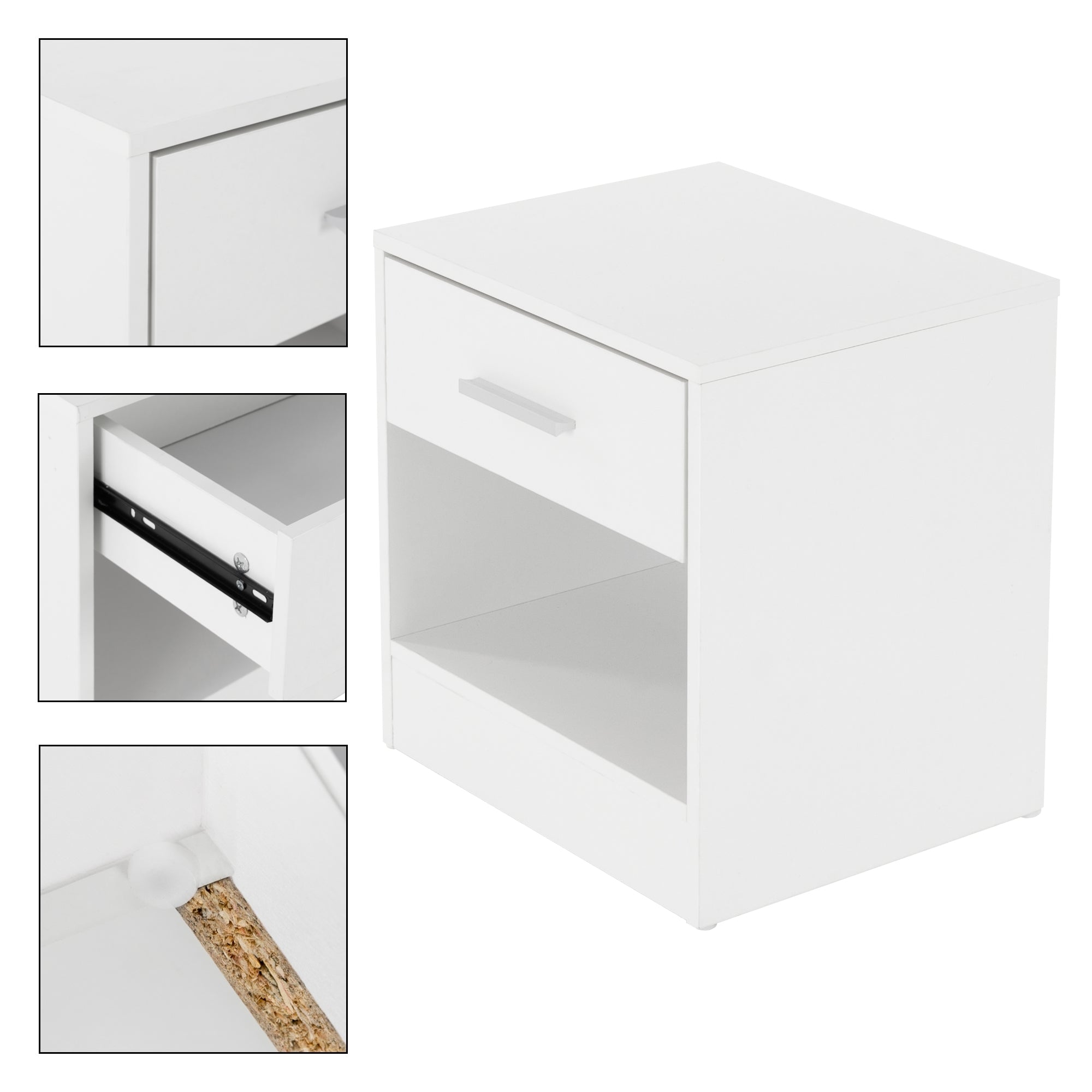 ML-Design chevet table de nuit blanche 36,5x38,5x30 tiroir