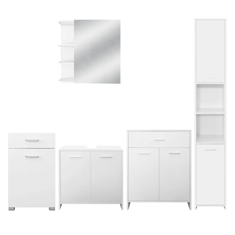ECD Germany ML-Design ensemble salle de bain blanc 5 pièces avec miroir