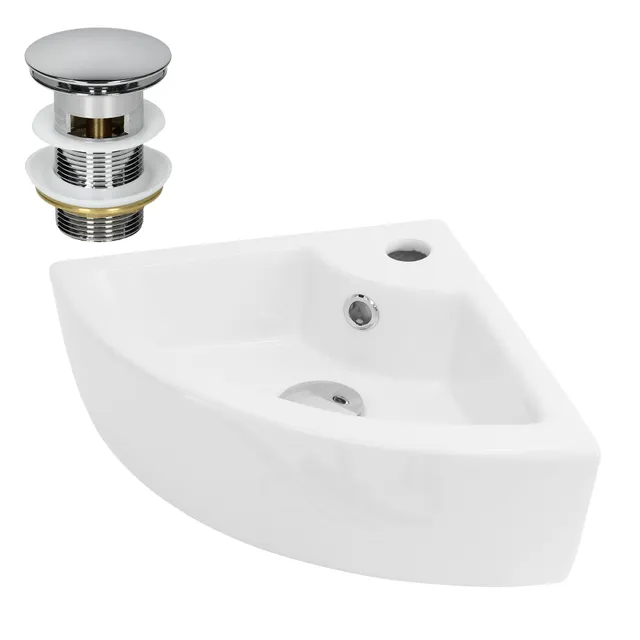 ECD Germany Sanitär lave-mains angle céramique blanc 46x33 cm