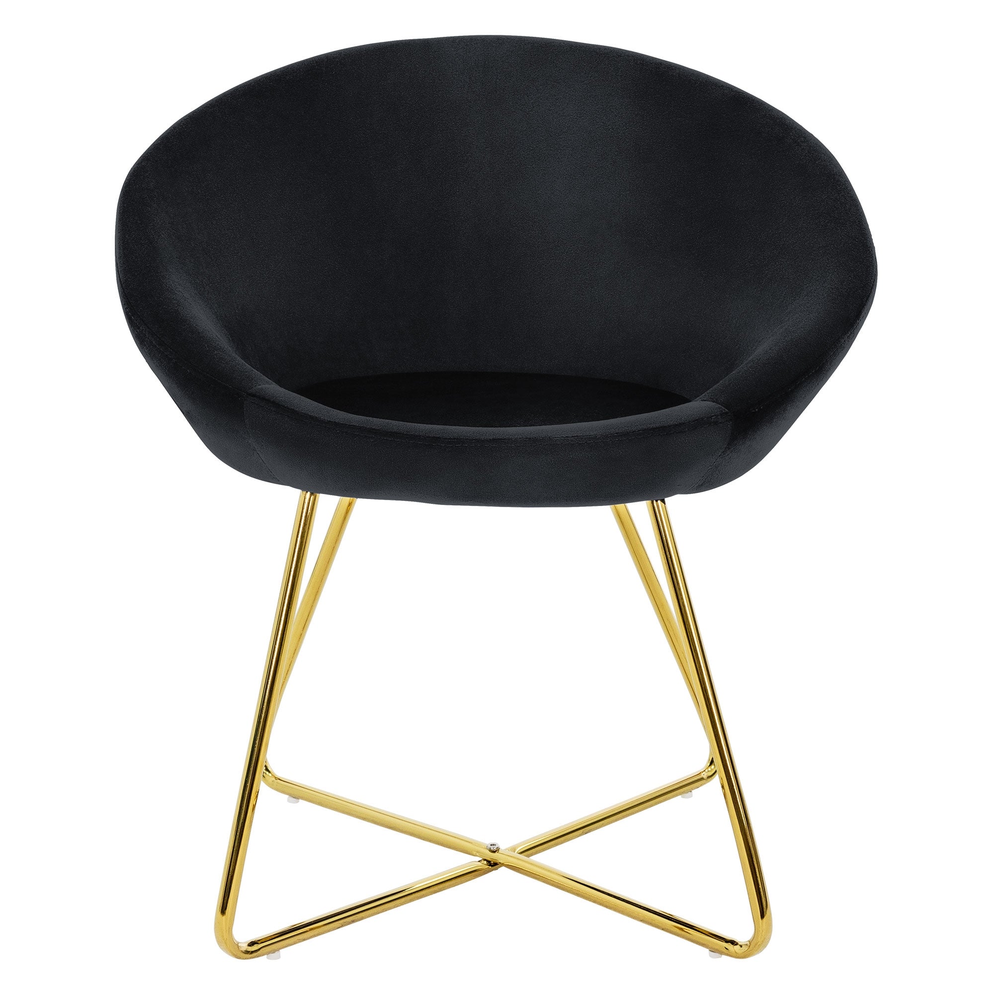 ECD Germany Möbel chaise velours dossier rond bleu pieds dorés