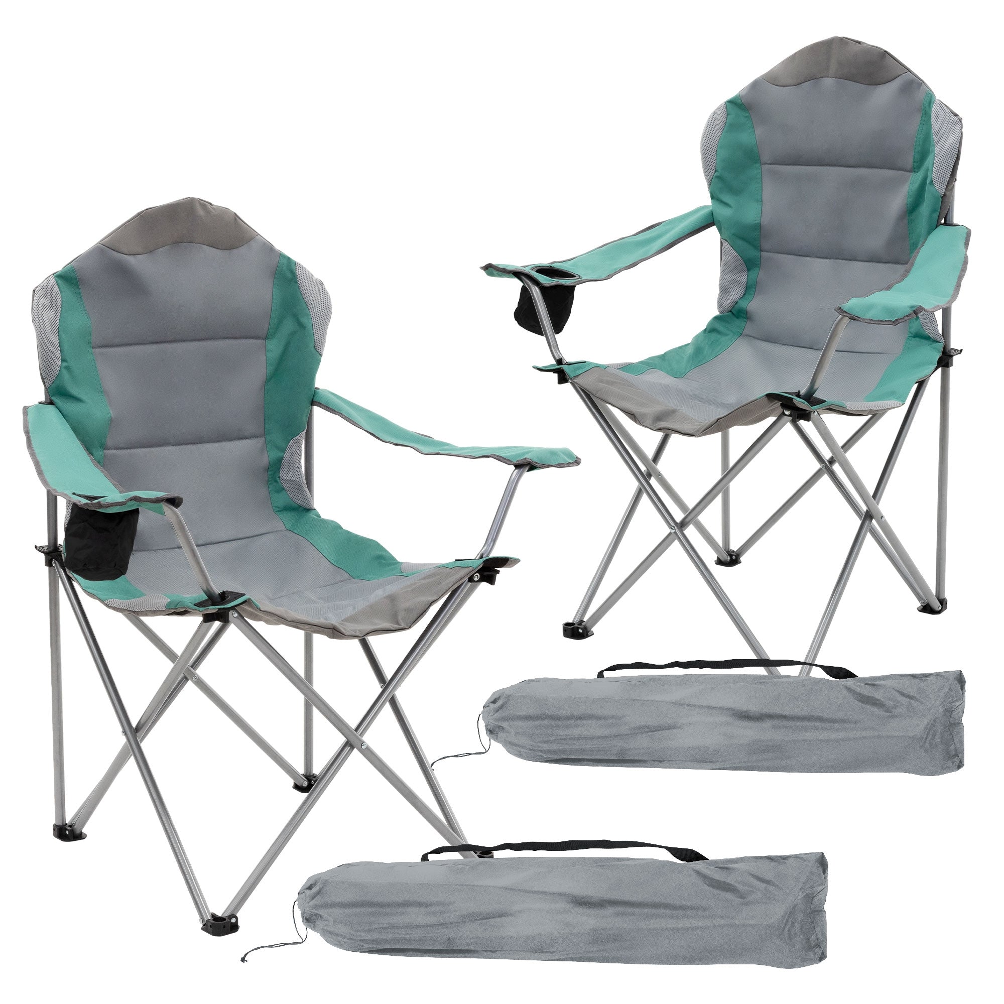 ECD Germany chaise camping turquoise pliable porte-gobelet lot 2