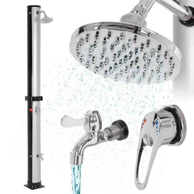 ECD Germany Garten 35L douche solaire jardin argent/noir 217,5 cm