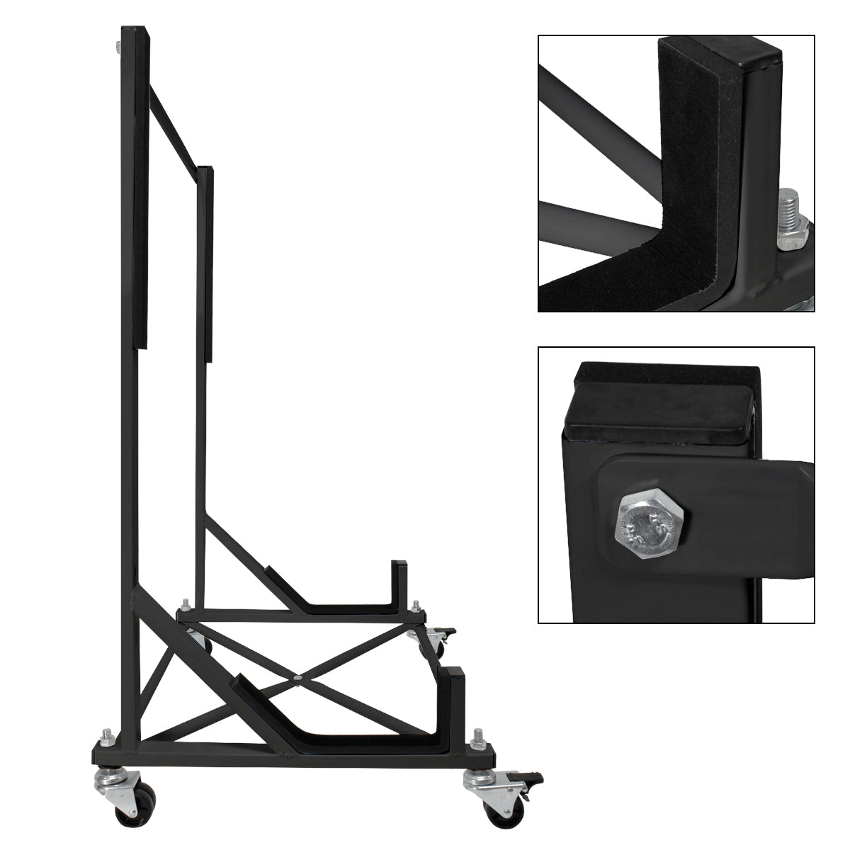 ECD Germany Garten Support hardtop noir acier + housse XXL roulettes