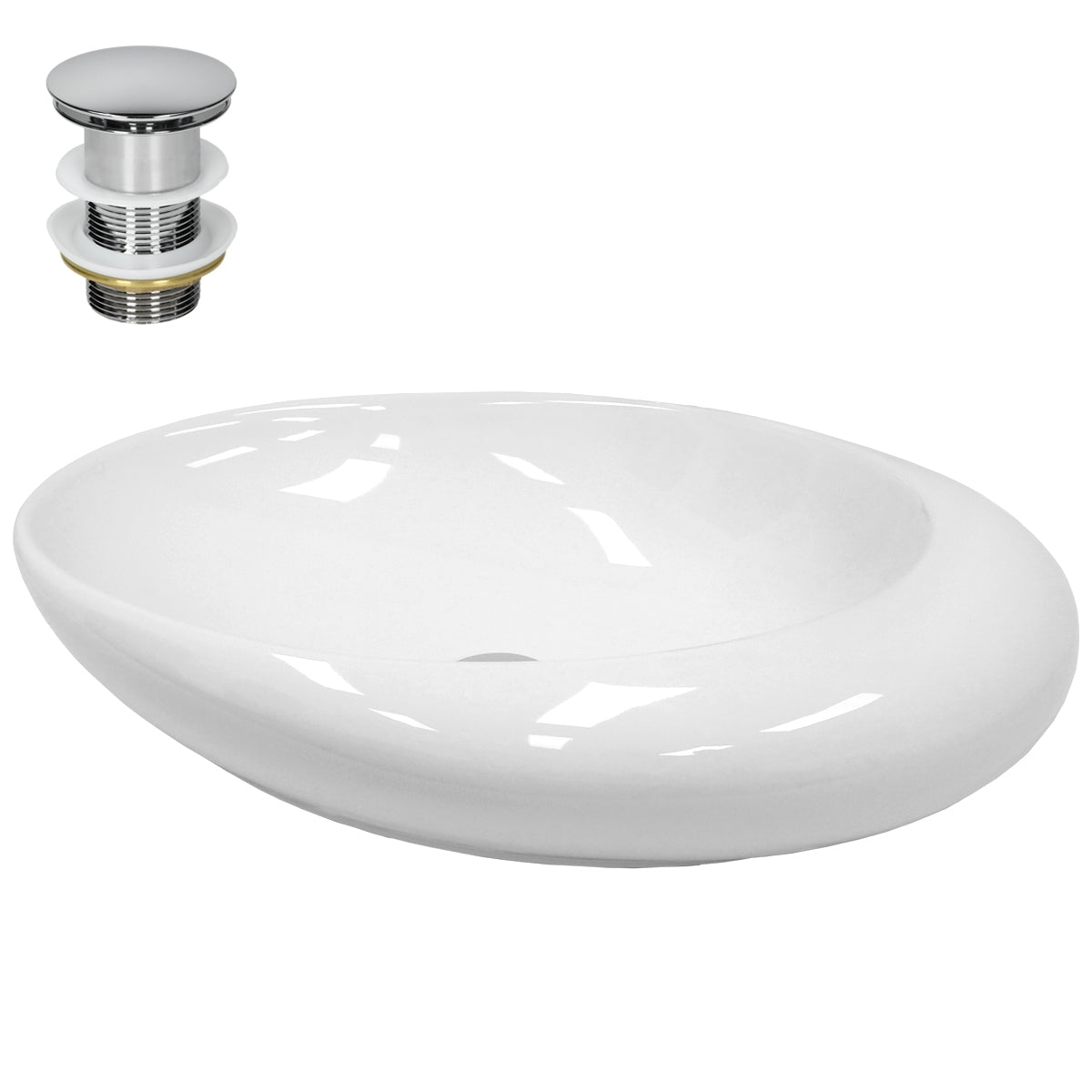 LuxeBath vasque ovale céramique blanche 585 mm sans vidage