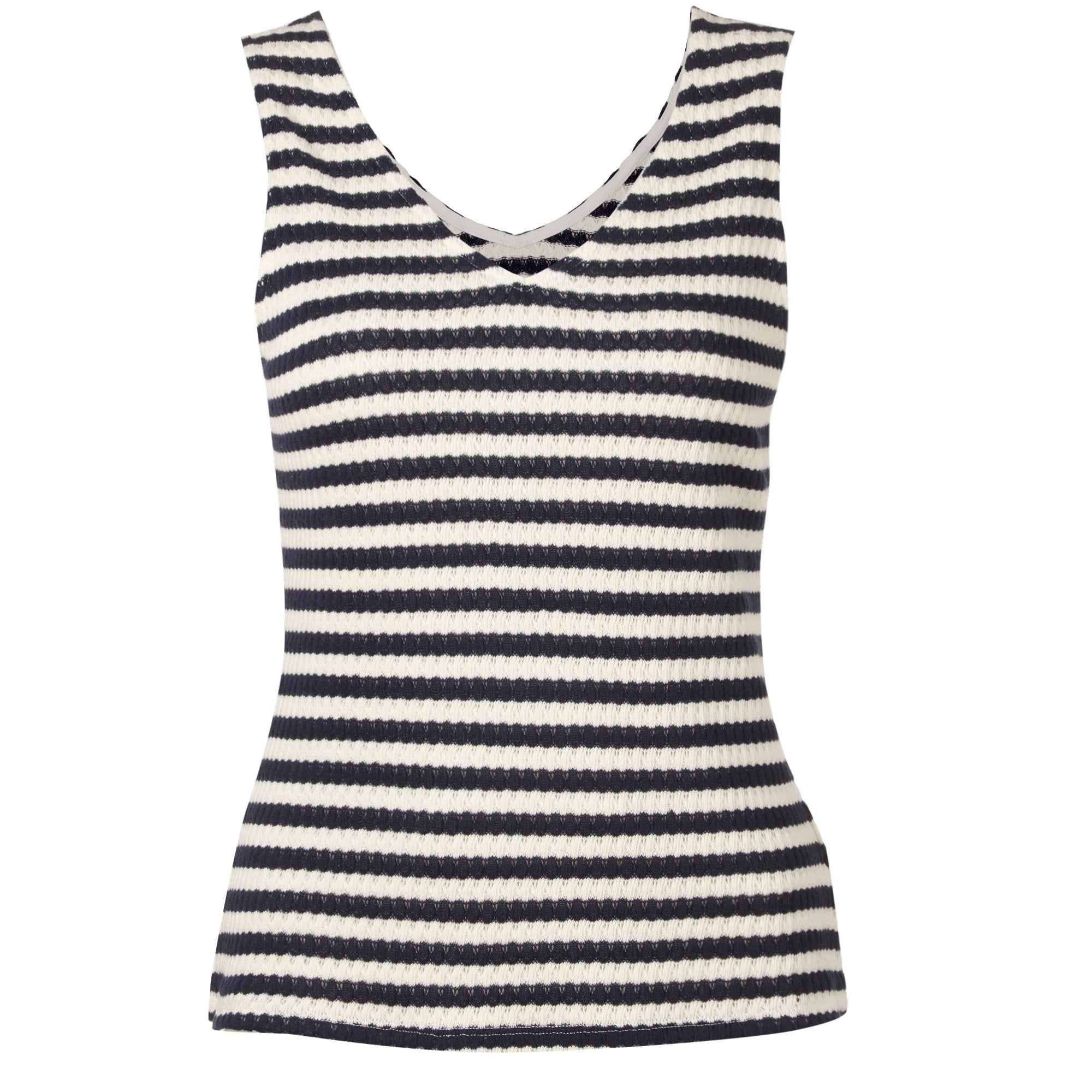 Stokomani Mode Débardeur crochet rayé bleu foncé L femme