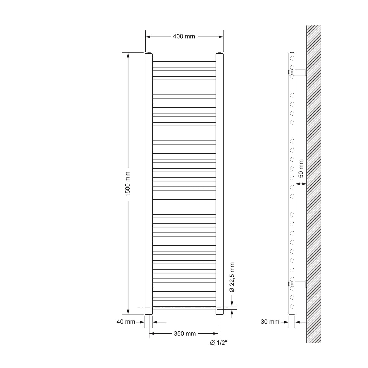 ECD Germany LuxeBath radiateur blanc 400x1500 1200W