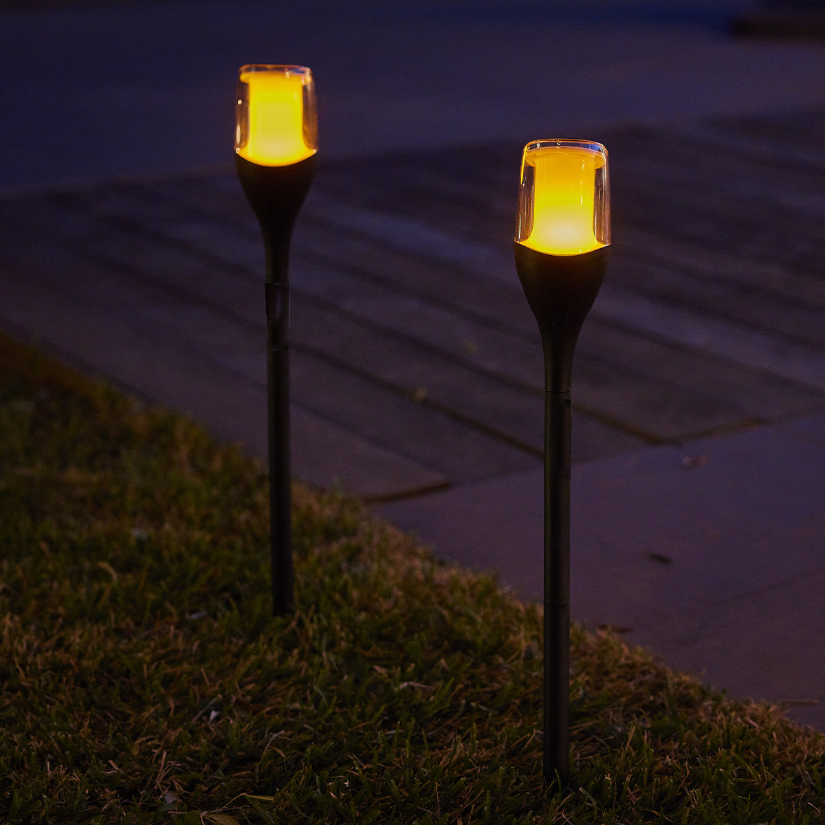 Red Deco Farely H64,5 cm lot 4 torches solaires flamme