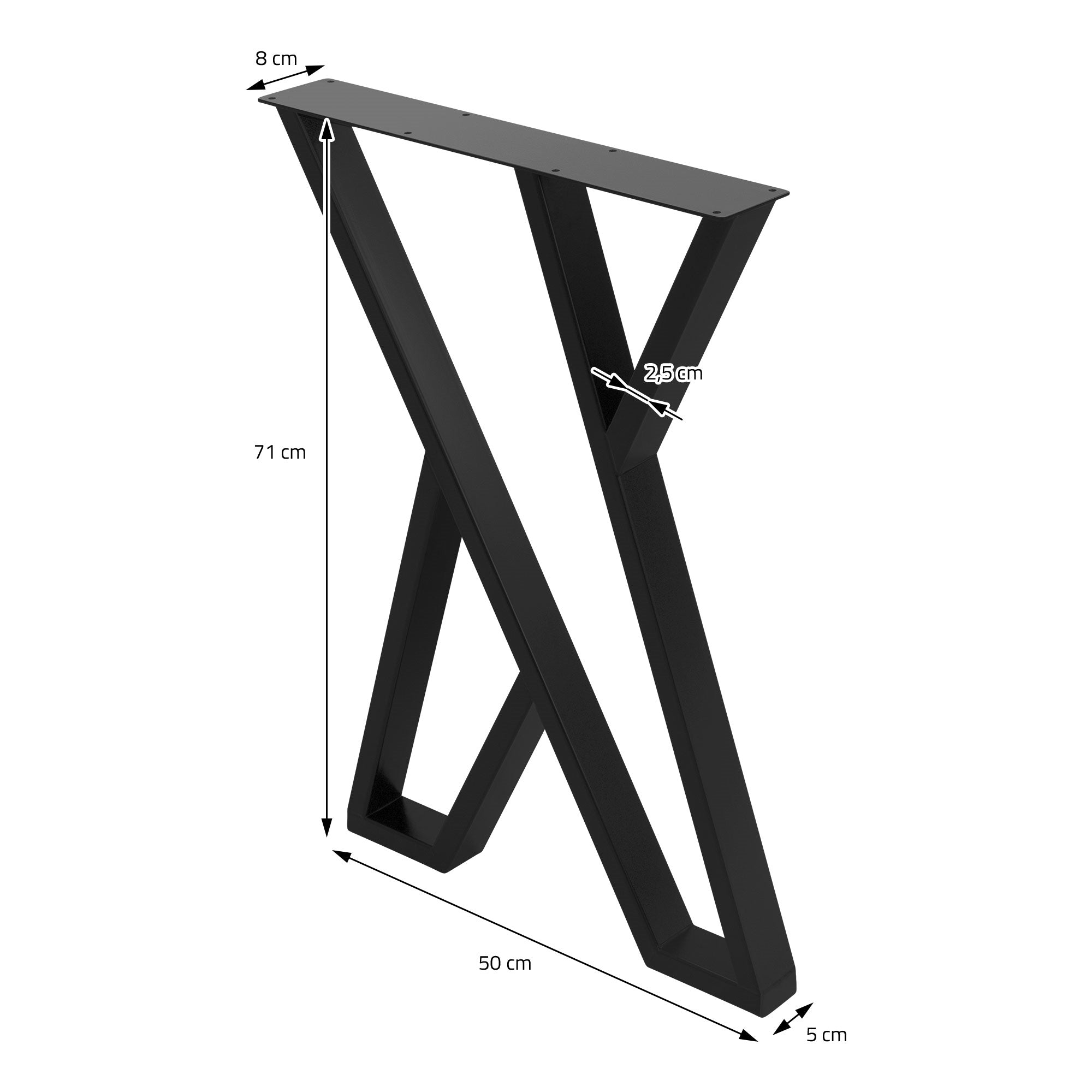 ECD Germany Möbel lot 2 pieds table X 50x71 cm noir