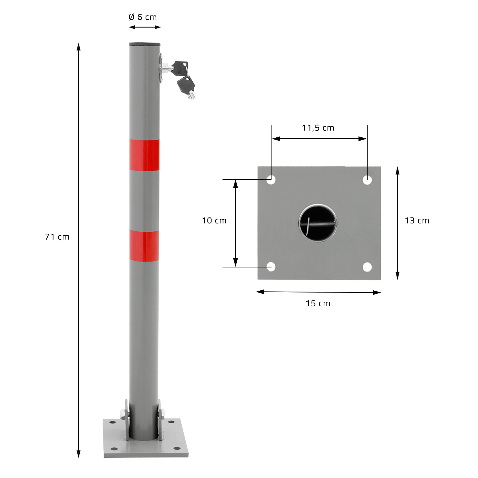 ECD Germany Barrière Parking Pliable 71cm Anthracite Lot de 3