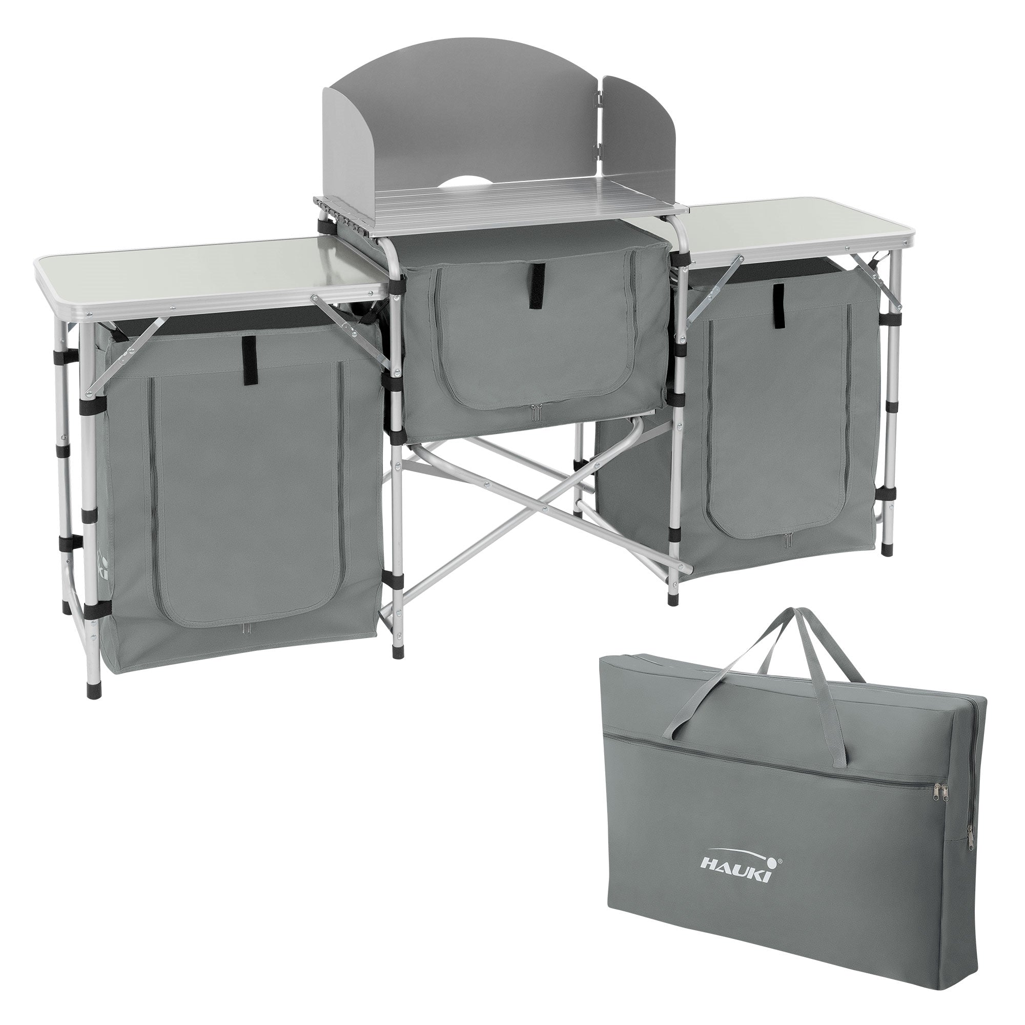 ECD Germany Hauki cuisine camping pliante grise aluminium