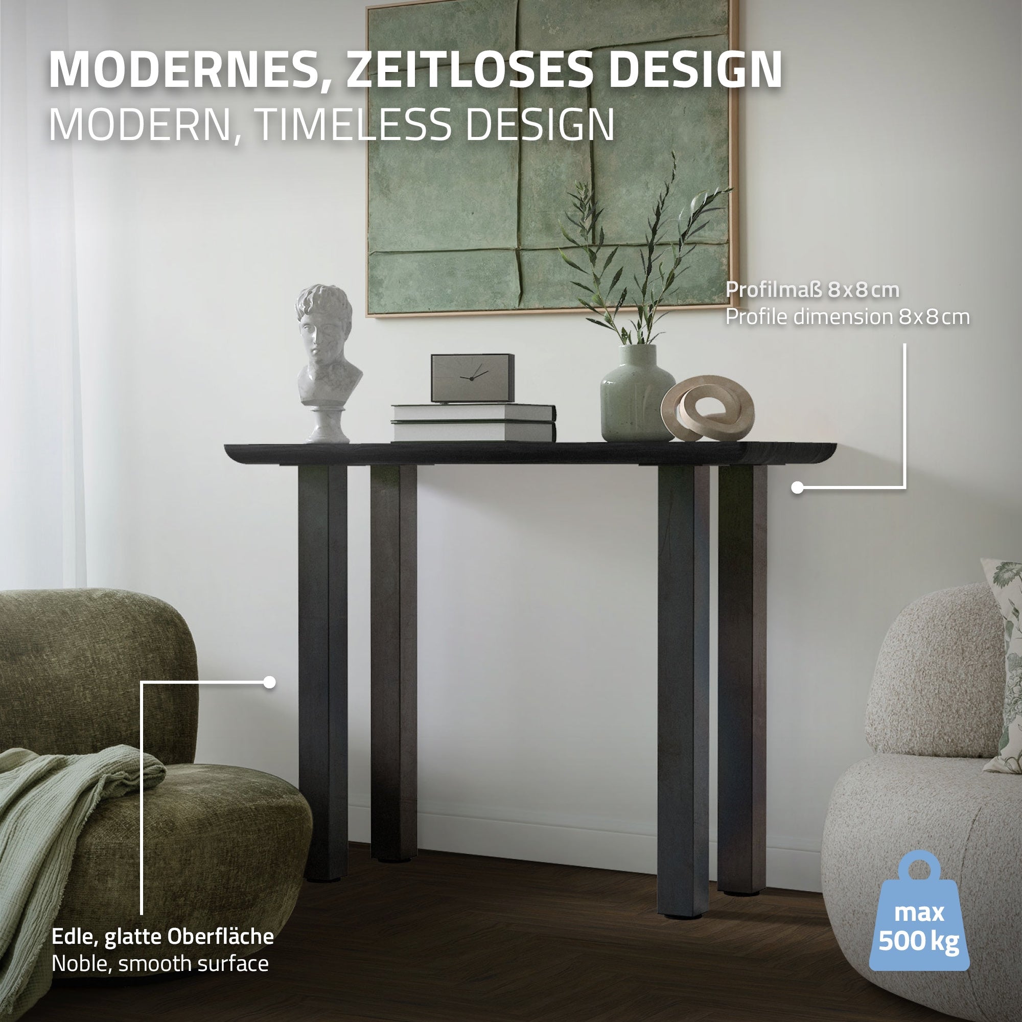 ECD Germany Pieds de table 90cm industriel acier lot 4