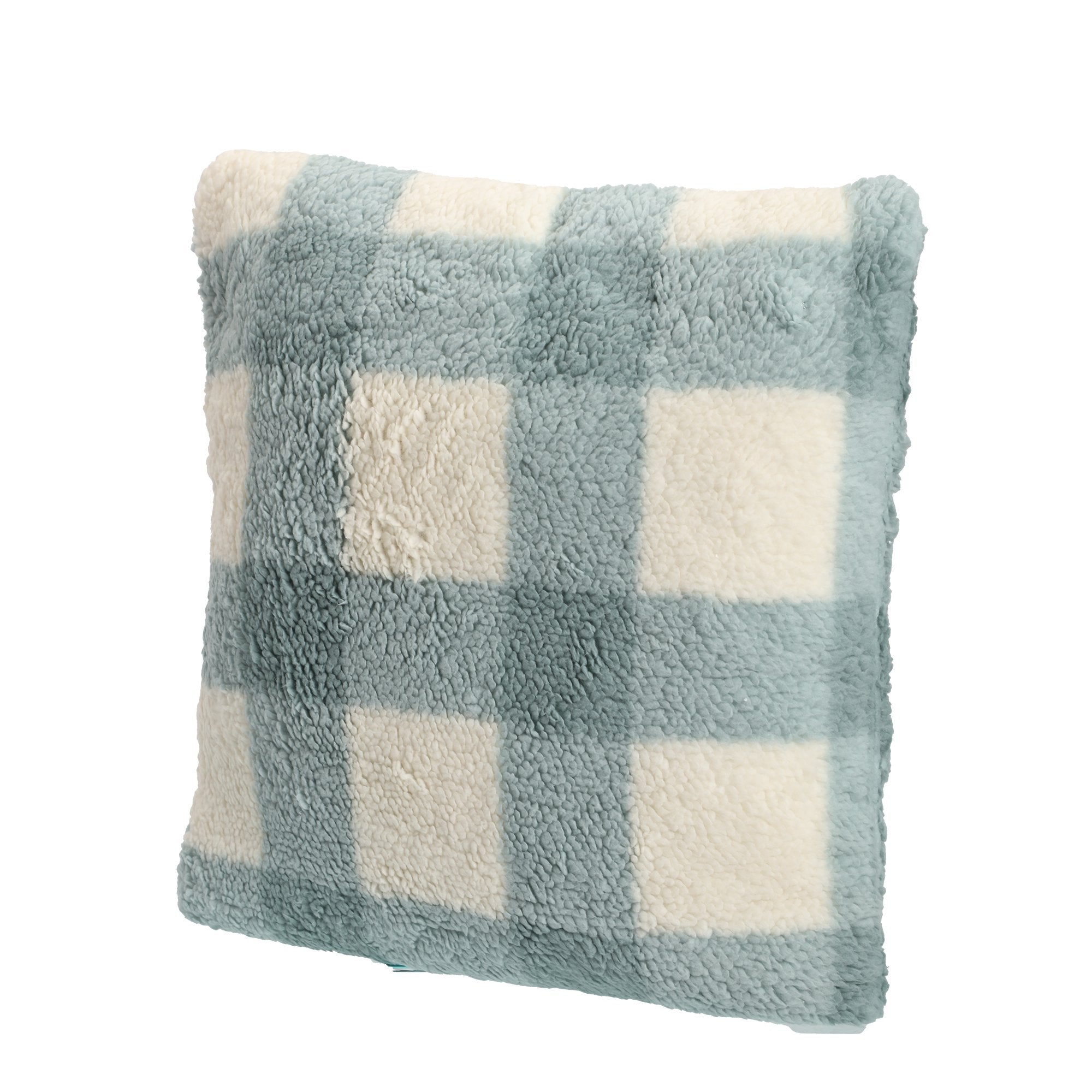 Coussin Sherpa à Carreaux 40x40cm Déco Canapé
