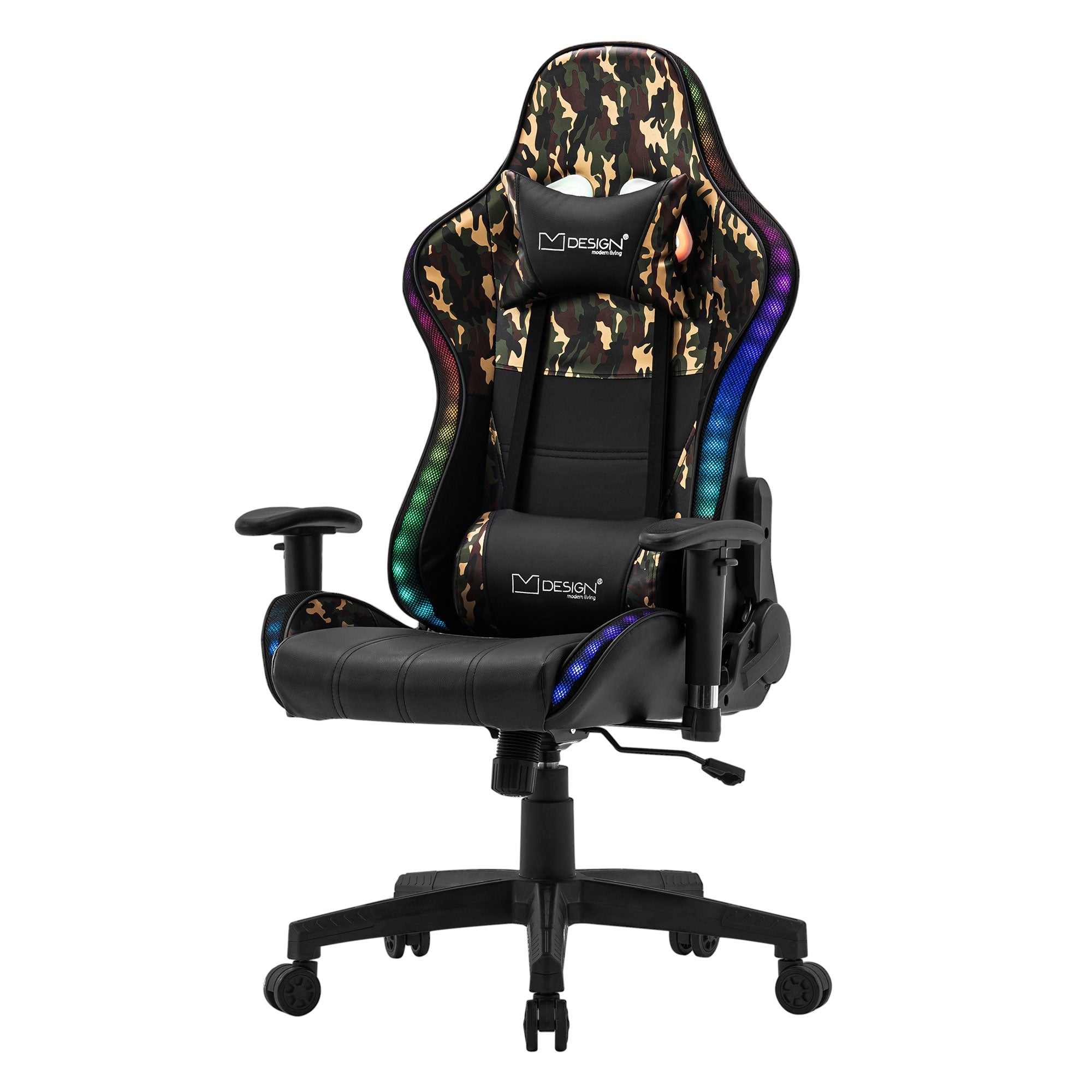 ECD Germany Möbel chaise gaming PVC RGB LED bluetooth noir rouge
