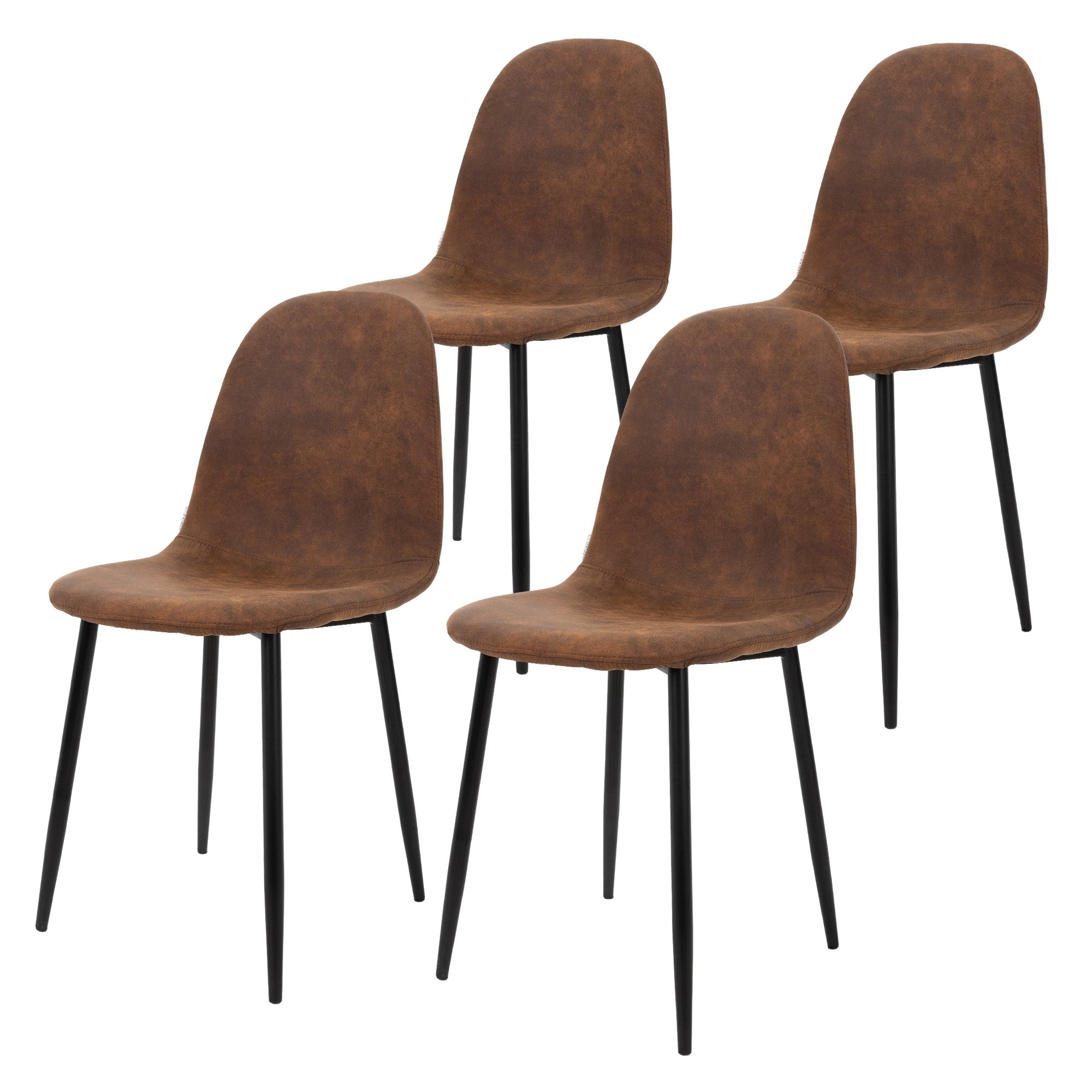 ECD Germany Möbel Lot 4 Chaises Salle à Manger Marron Simili