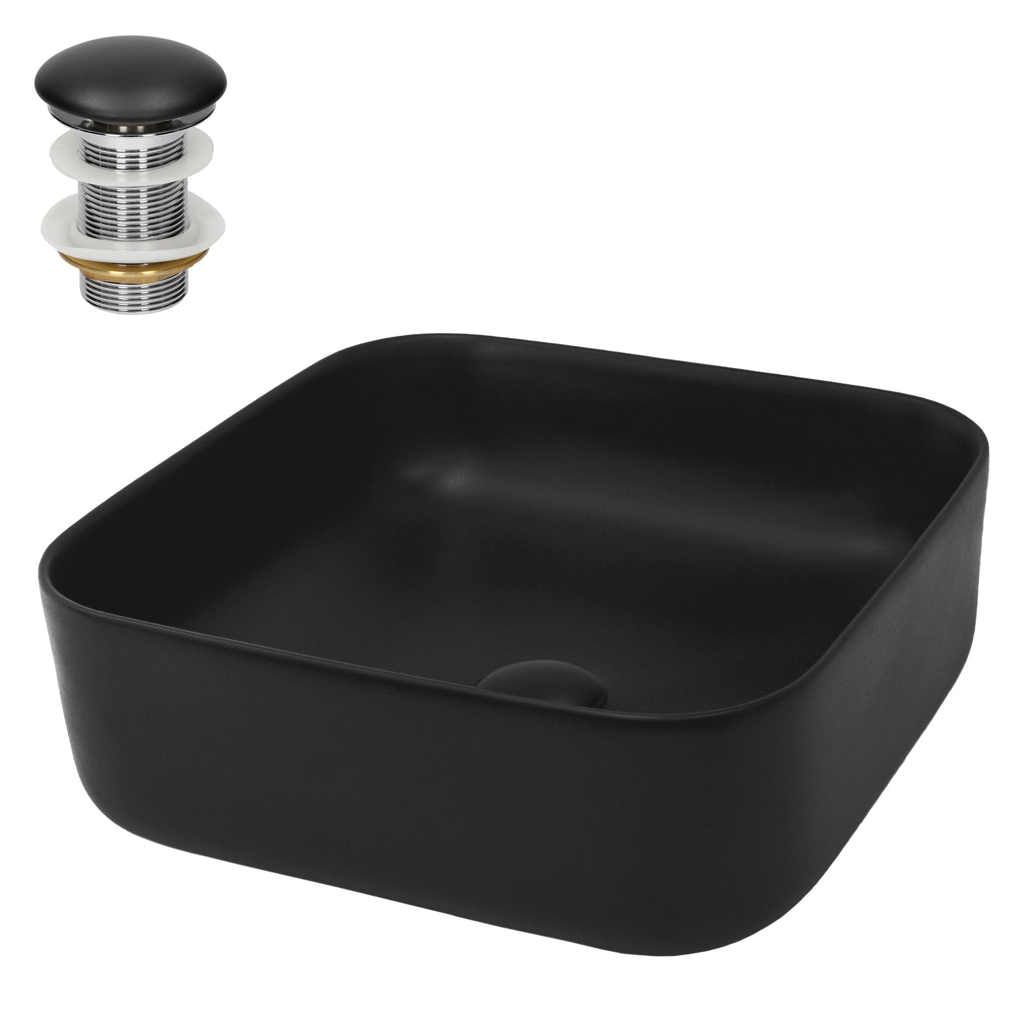 LuxeBath lavabo carré blanc céramique 39,5 cm à poser