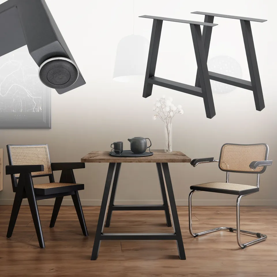 ECD Germany Möbel lot 2 pieds de table A 70x72 anthracite acier