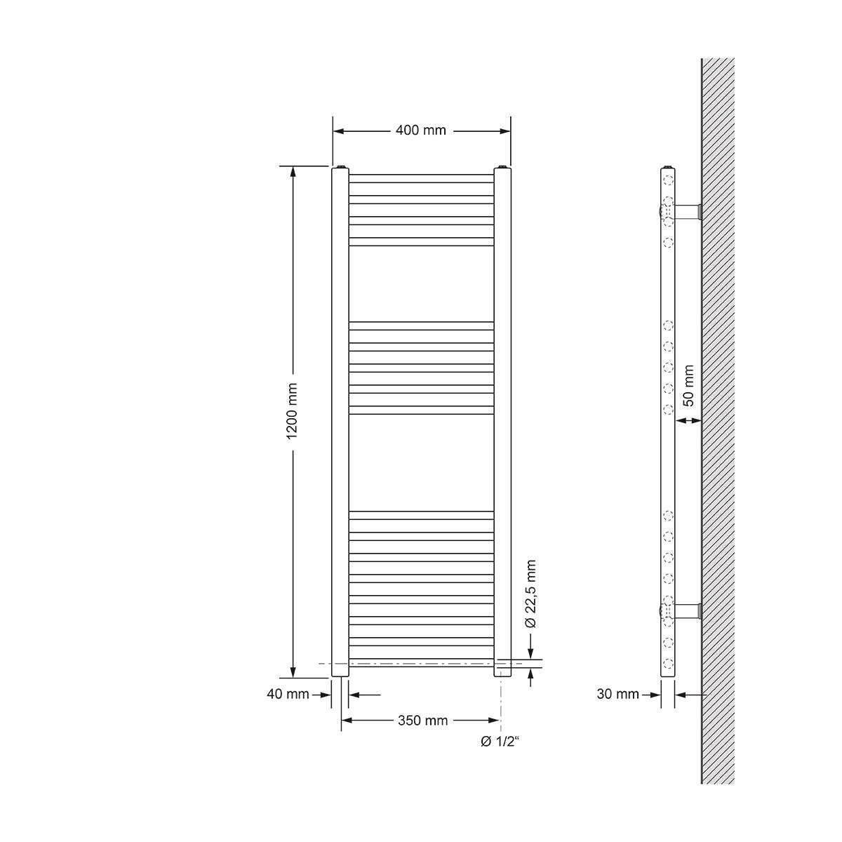 ECD Germany Heizungen LuxeBath 400x1200 radiateur salle de bain chrome 1200W