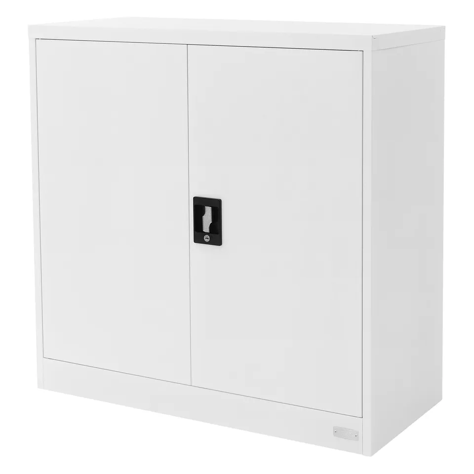 ECD Germany Armoire de bureau acier blanc verrouillable 90x40x90 cm