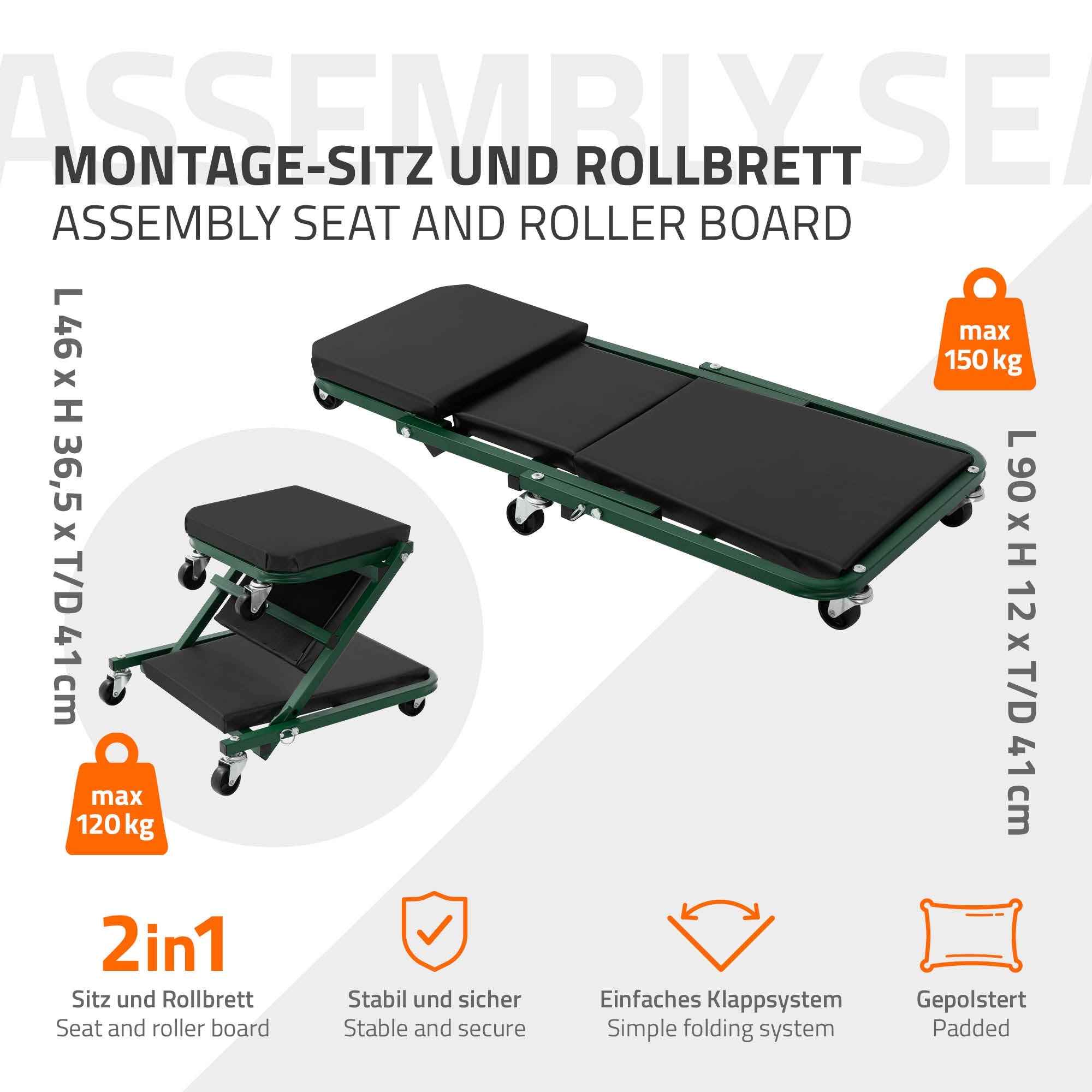 ECD Germany Atelier 2en1 siège et planche visite acier vert
