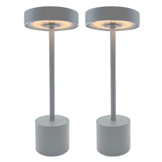Red Deco Roby Grey lot 2 lampes de table sans fil gris H30cm tactile