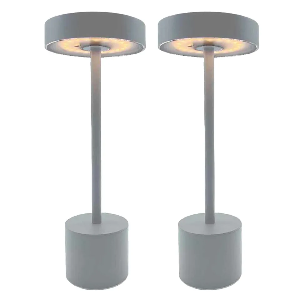Red Deco Roby Grey lot 2 lampes de table sans fil gris H30cm tactile