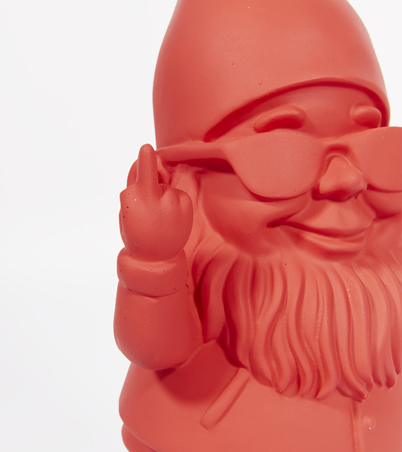 L'avant gardiste Bernardo nain de jardin statue rouge doré noir