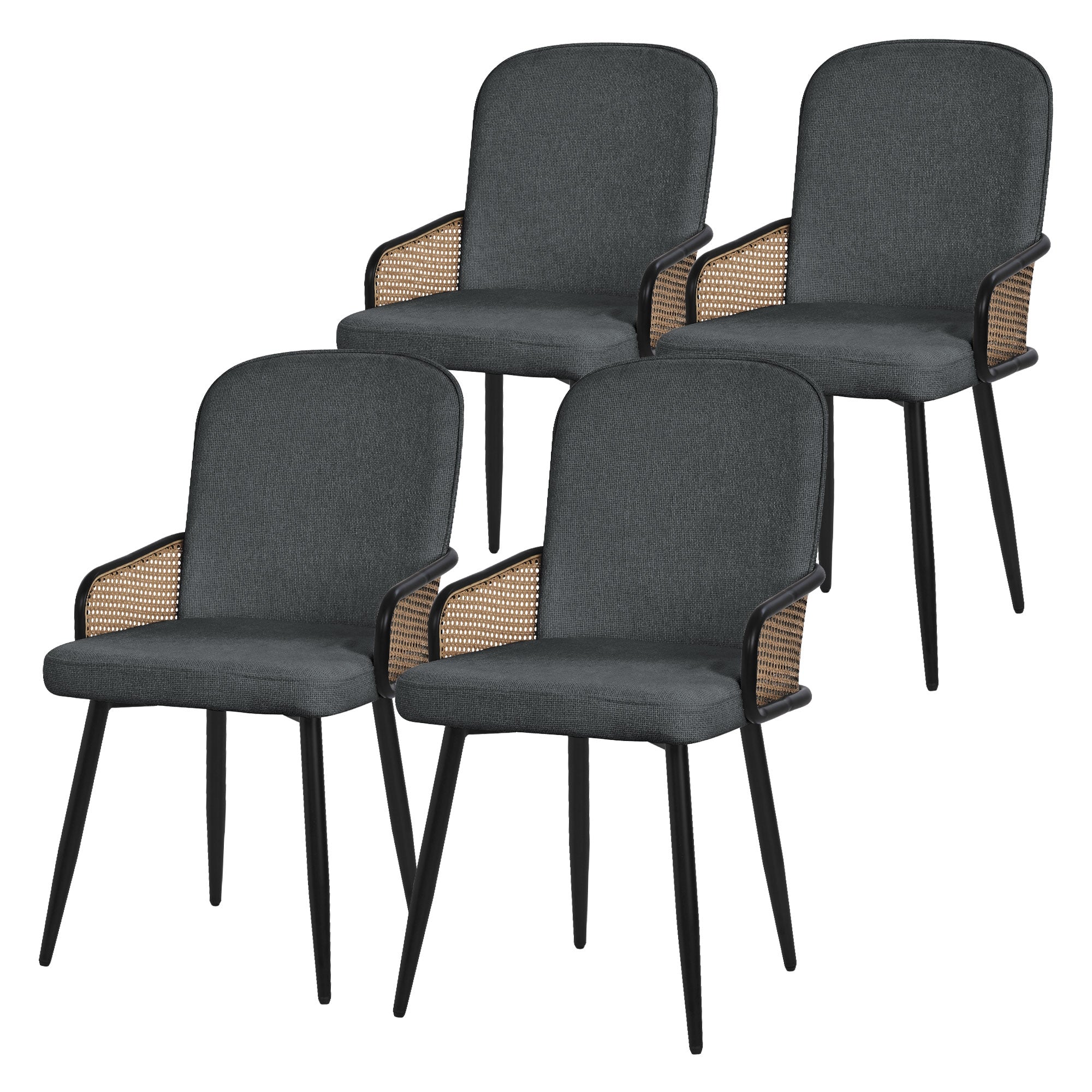 ML-Design chaises salle à manger tissu anthracite lot 4 rotin 120 kg