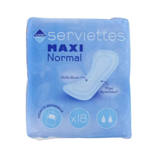 Leader Price Serviettes Maxi Normal x18 Hygiène